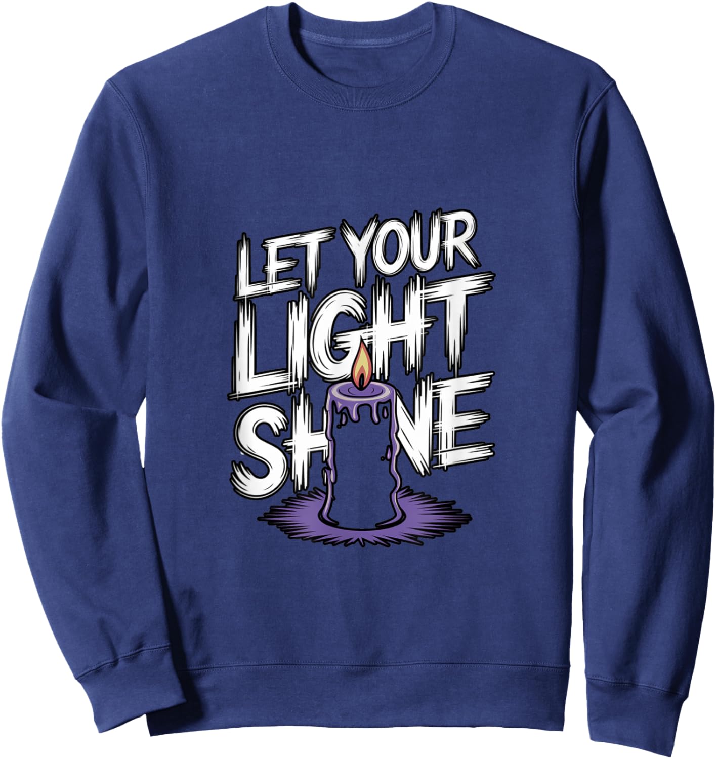 Let Your Light Shine Candle Christian Biblical Inspiration Sweatshirt - Sweatshirt | Navy