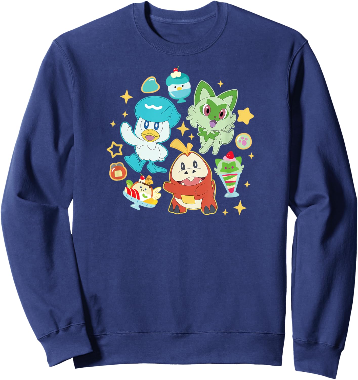 Pokémon - Quaxly Sprigatito Fuecoco Starters Cafe Desserts Sweatshirt - Sweatshirt | Navy