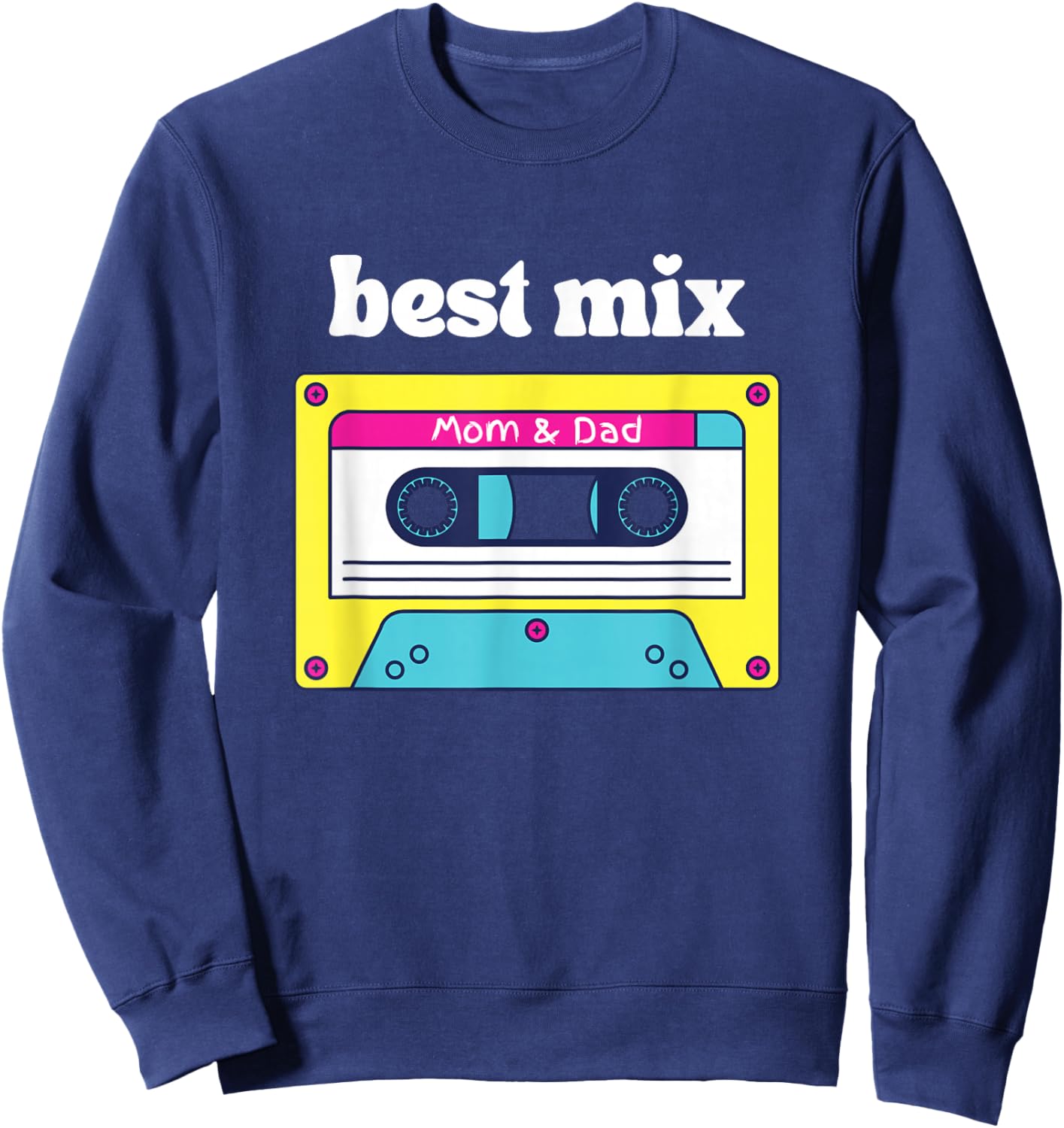 Best Mix Mom & Dad Retro Cassette Tape Baby Toddler Kids 80s Sweatshirt - Sweatshirt | Navy