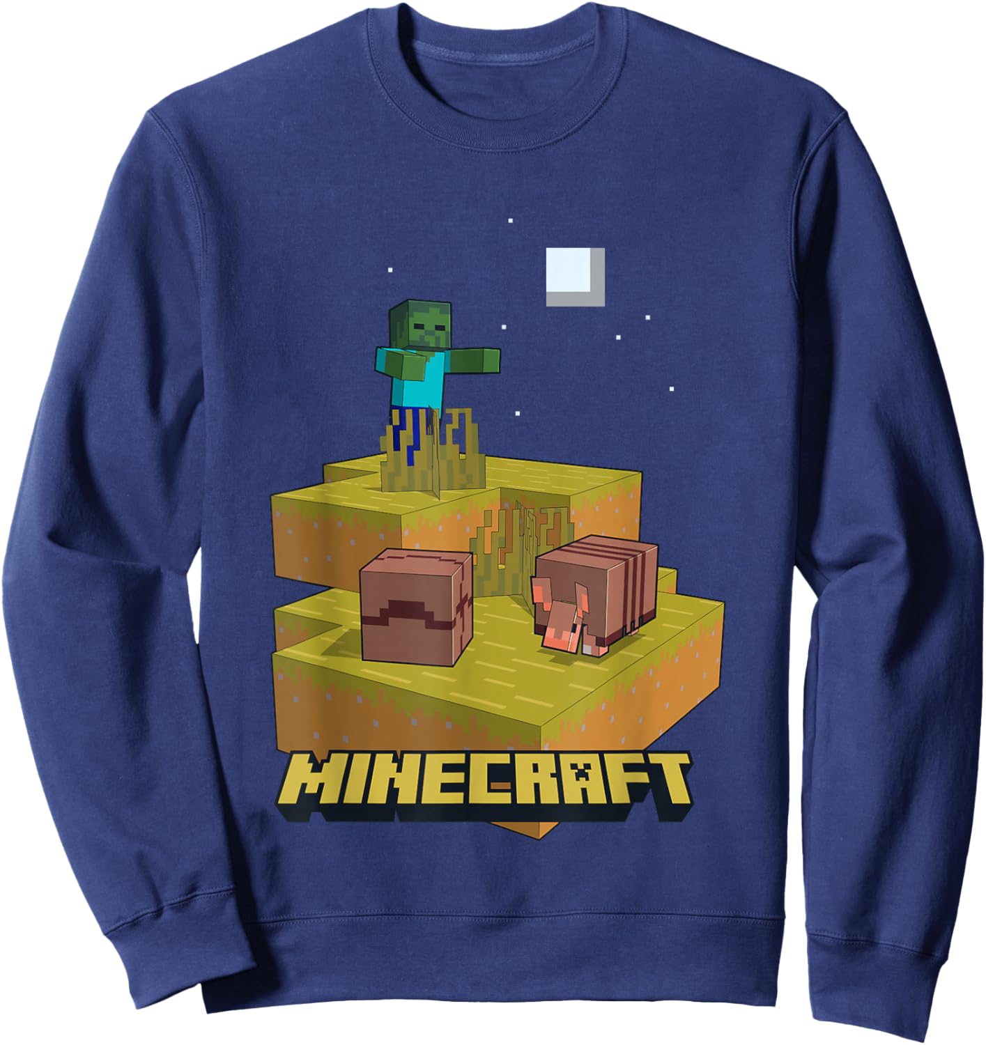 Minecraft Zombie At Night Amongst Armadillos Sweatshirt - Sweatshirt | Navy