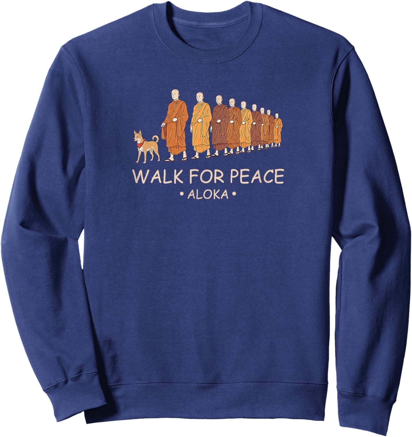 Walk for Peace Monks with Aloka Dog Sweatshirt - Sweatshirt | Navy