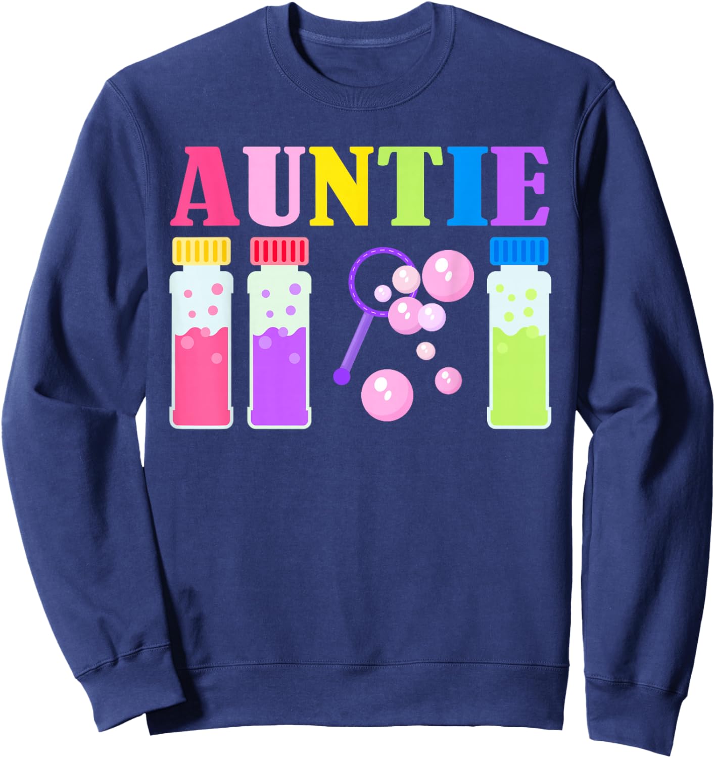 Auntie Wands Bubble Themed Birthday Family Party Matching Sweatshirt - Sweatshirt | Navy