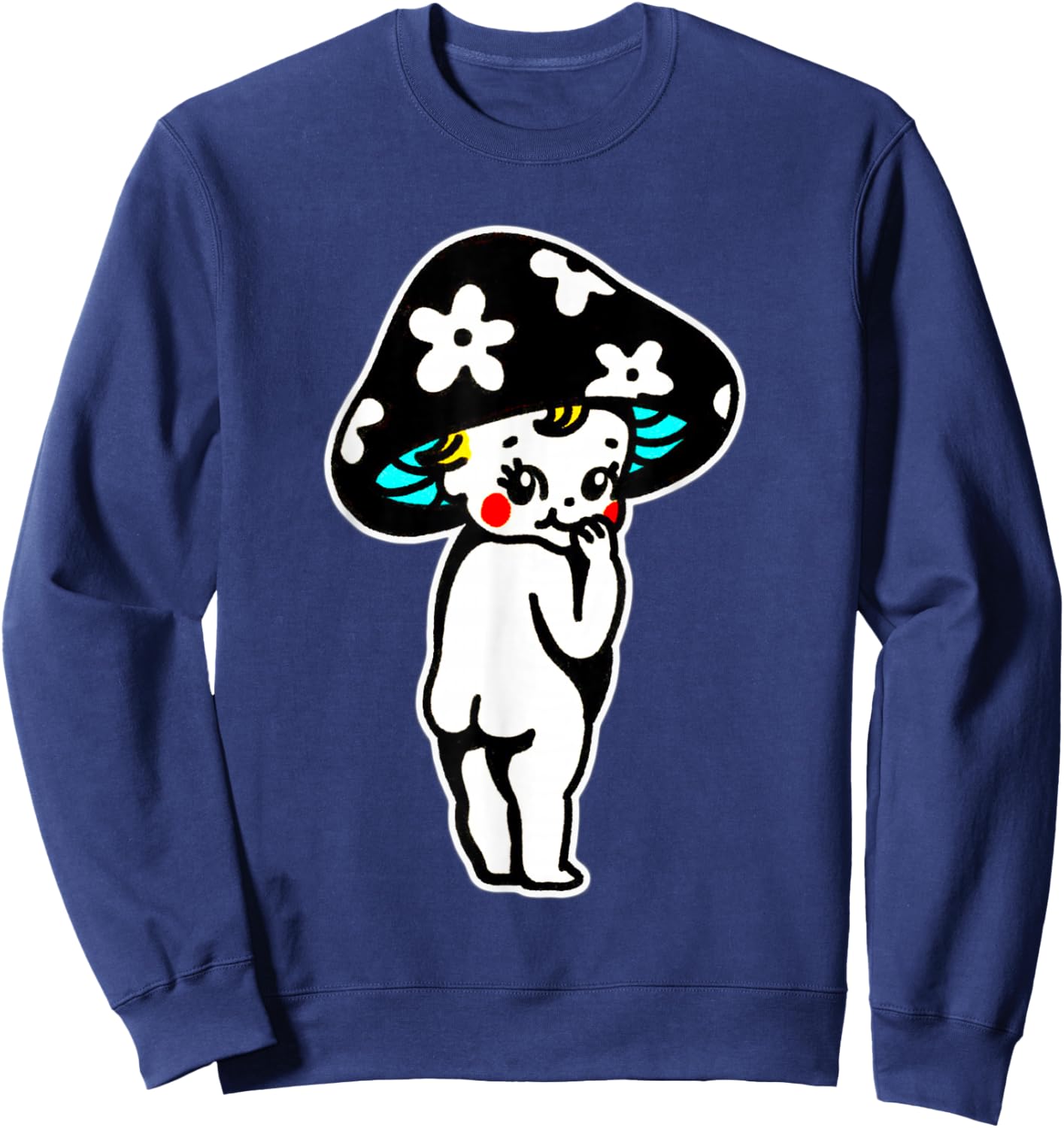 Cute Kewpie Baby Mushroom Sweatshirt - Sweatshirt | Navy