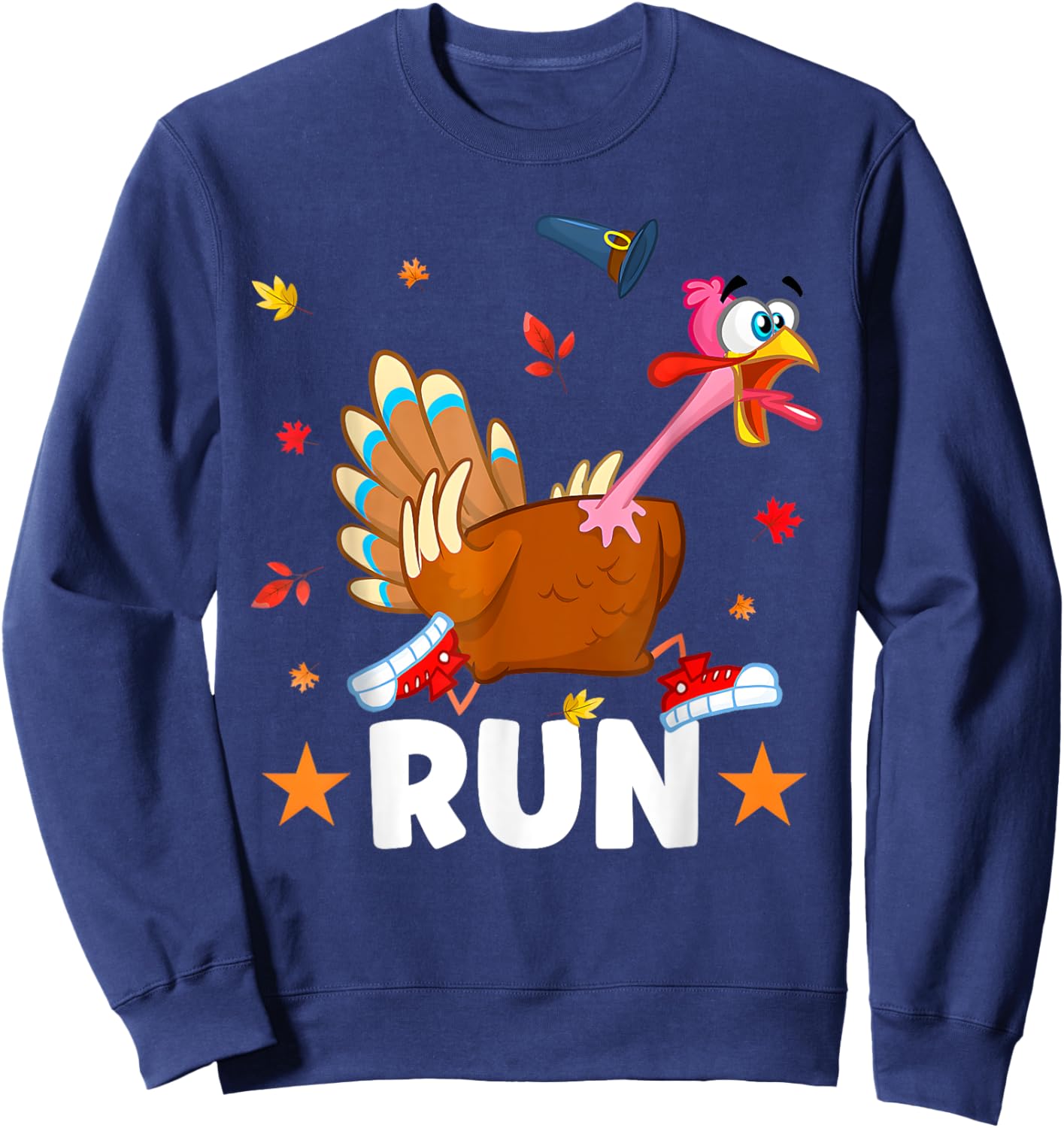 Turkey Run Costume Happy Thanksgiving Running Turkey Trot Sweatshirt - Sweatshirt | Navy