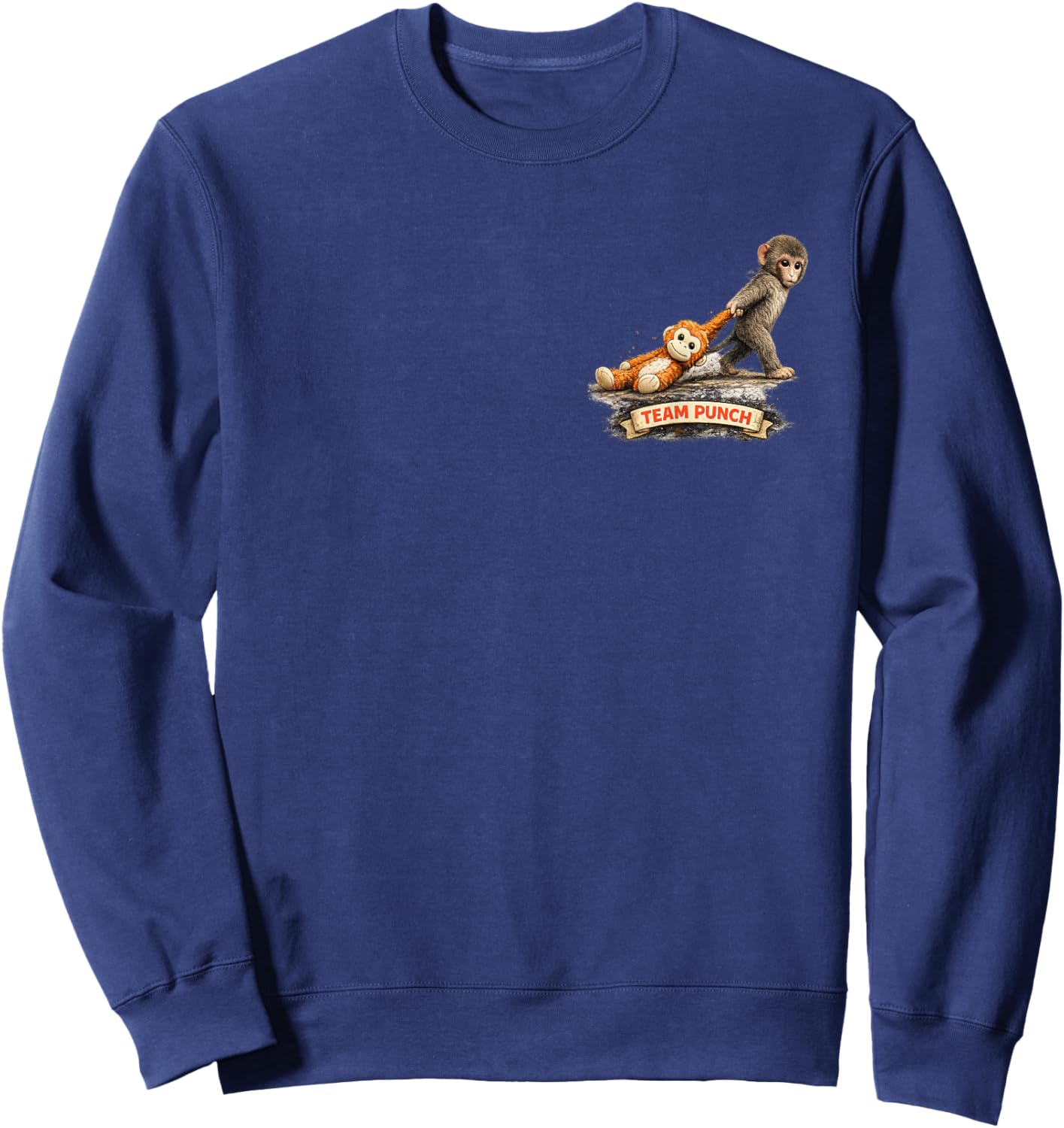 Cute Baby Monkey Punch Viral Zoo Japan Design Sweatshirt - Sweatshirt | Navy