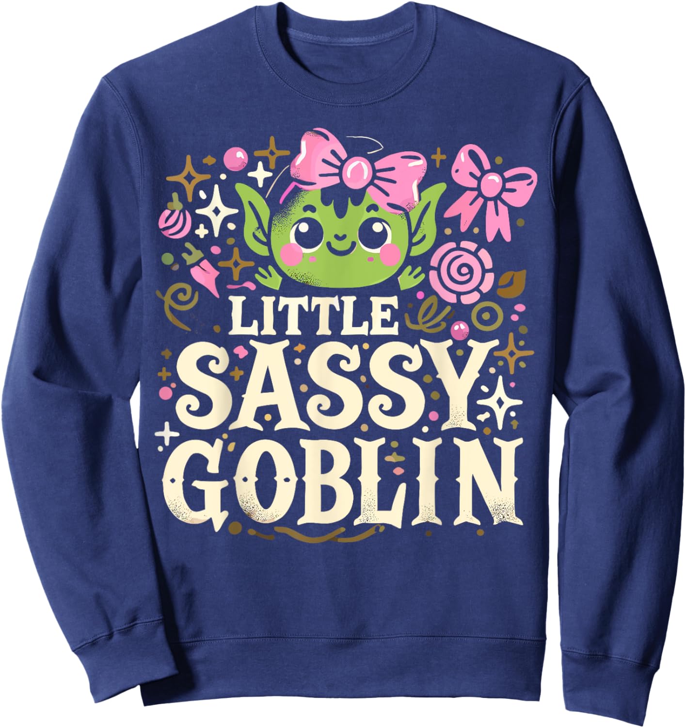Kids Little Sassy Goblin Goblin And Ghoul Halloween Decor Sweatshirt - Sweatshirt | Navy