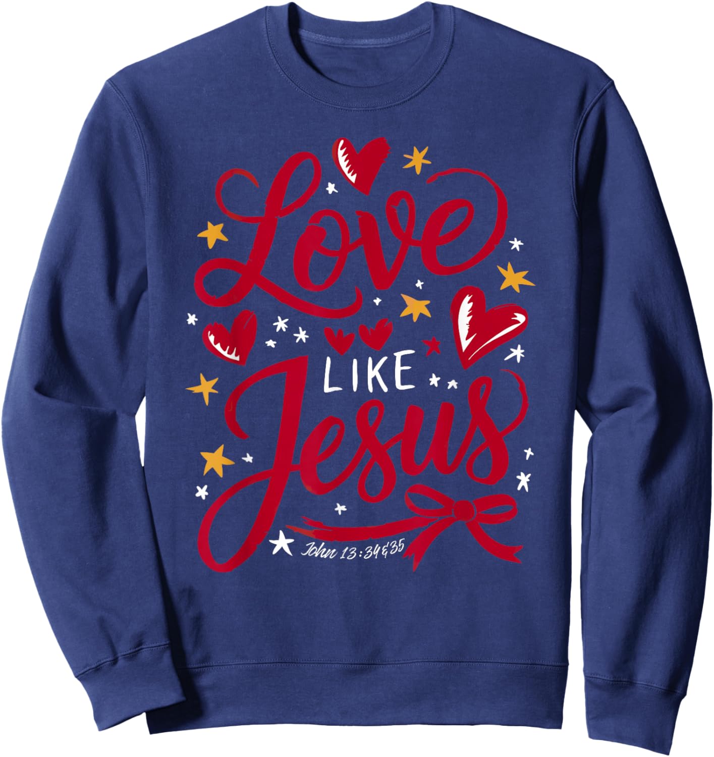 John 13:34-35 - Love Like Jesus with Ribbons Sweatshirt - Sweatshirt | Navy