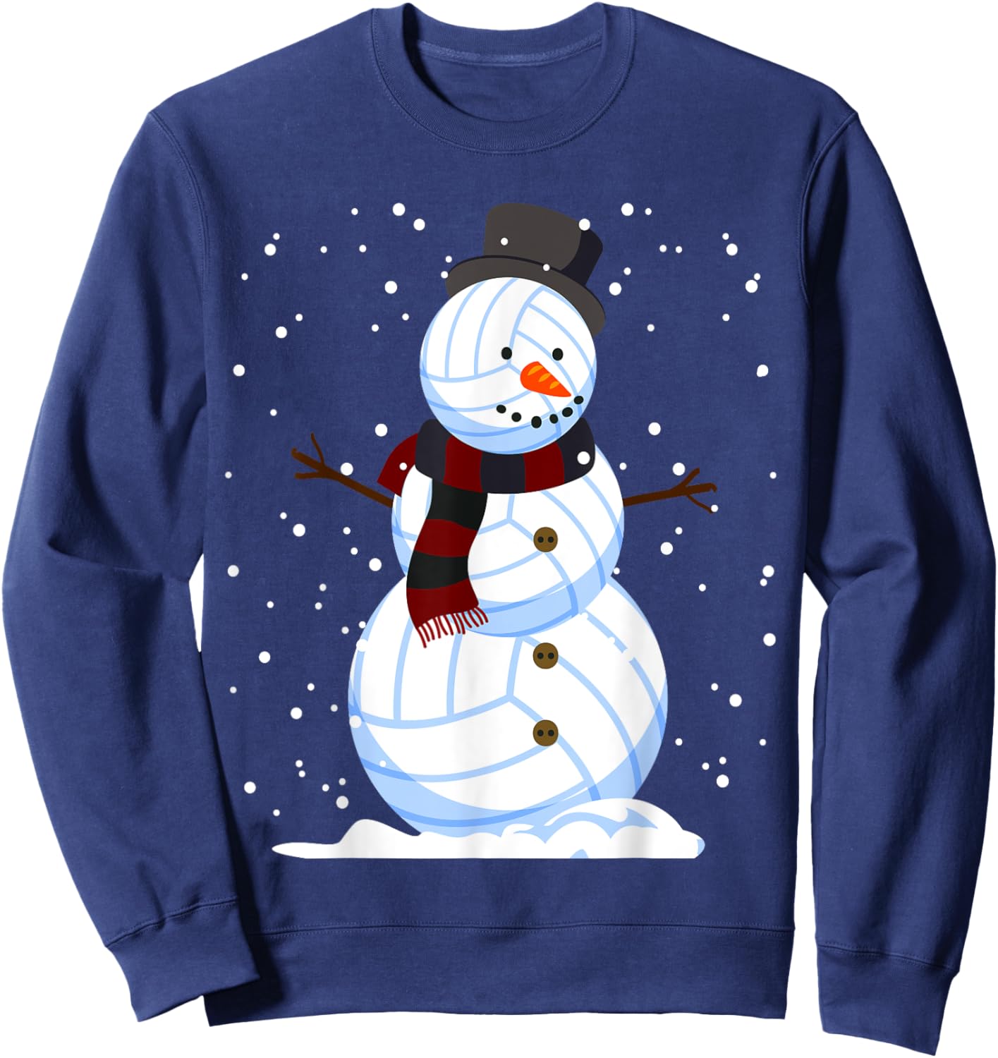 Volleyball Snowman Christmas Design For Player Boys Girls Sweatshirt - Sweatshirt | Navy