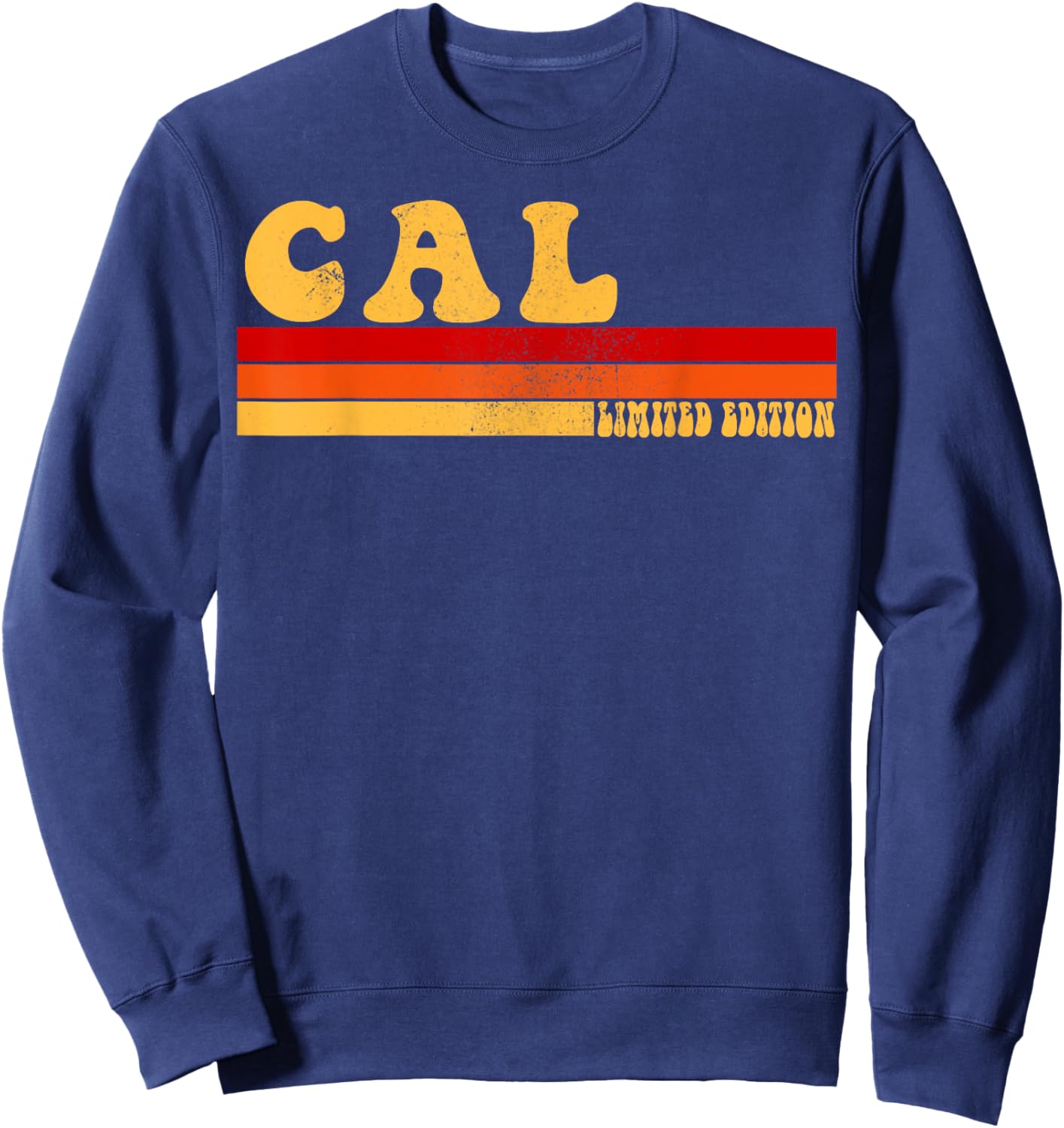 AmaStyle Co. CAL Name Personalized Idea Men Retro Vintage CAL , Small, Black Sweatshirt - Sweatshirt | Navy