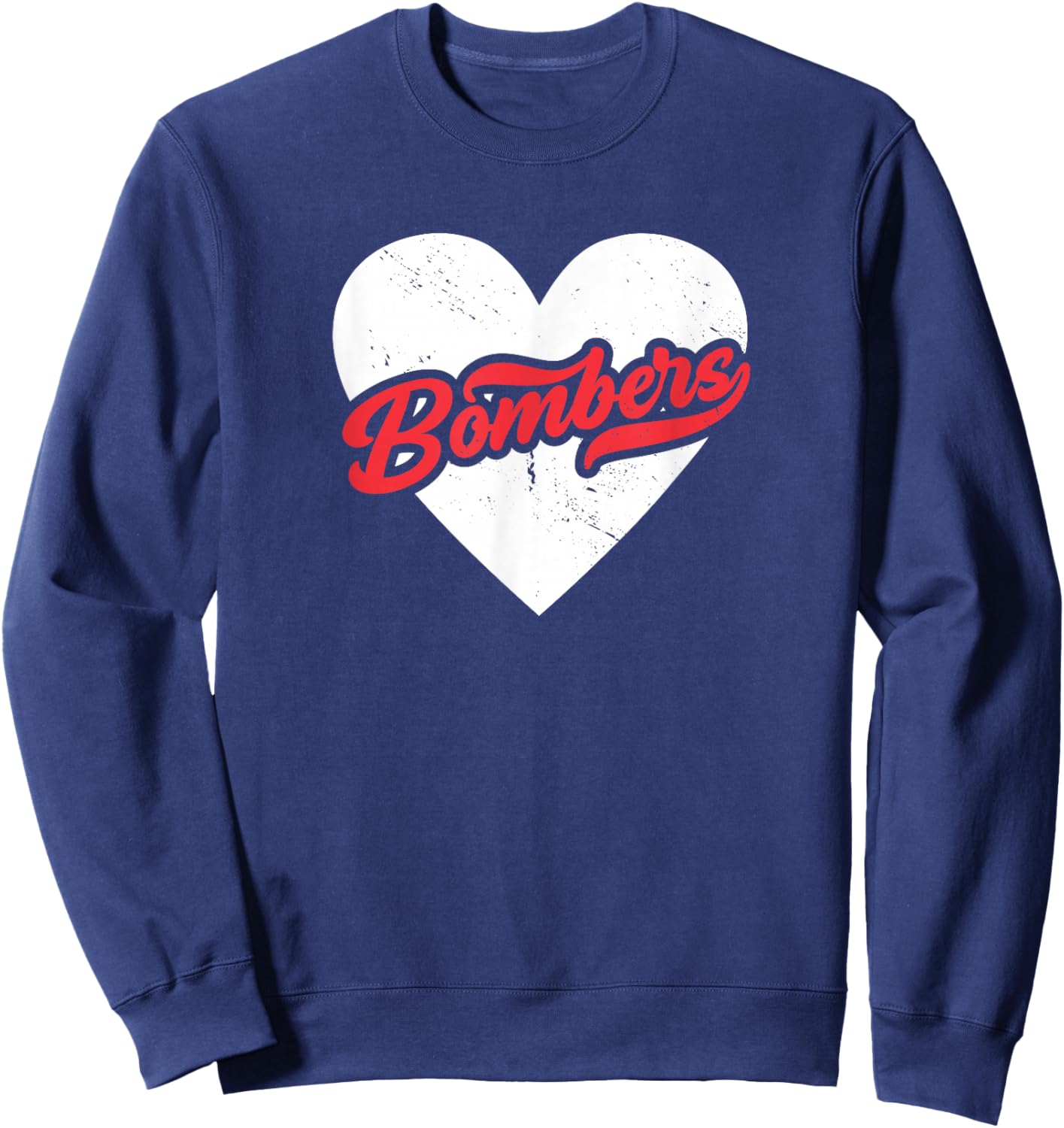 Vintage Bombers High School Go Bombers Pride Heart Sweatshirt - Sweatshirt | Navy