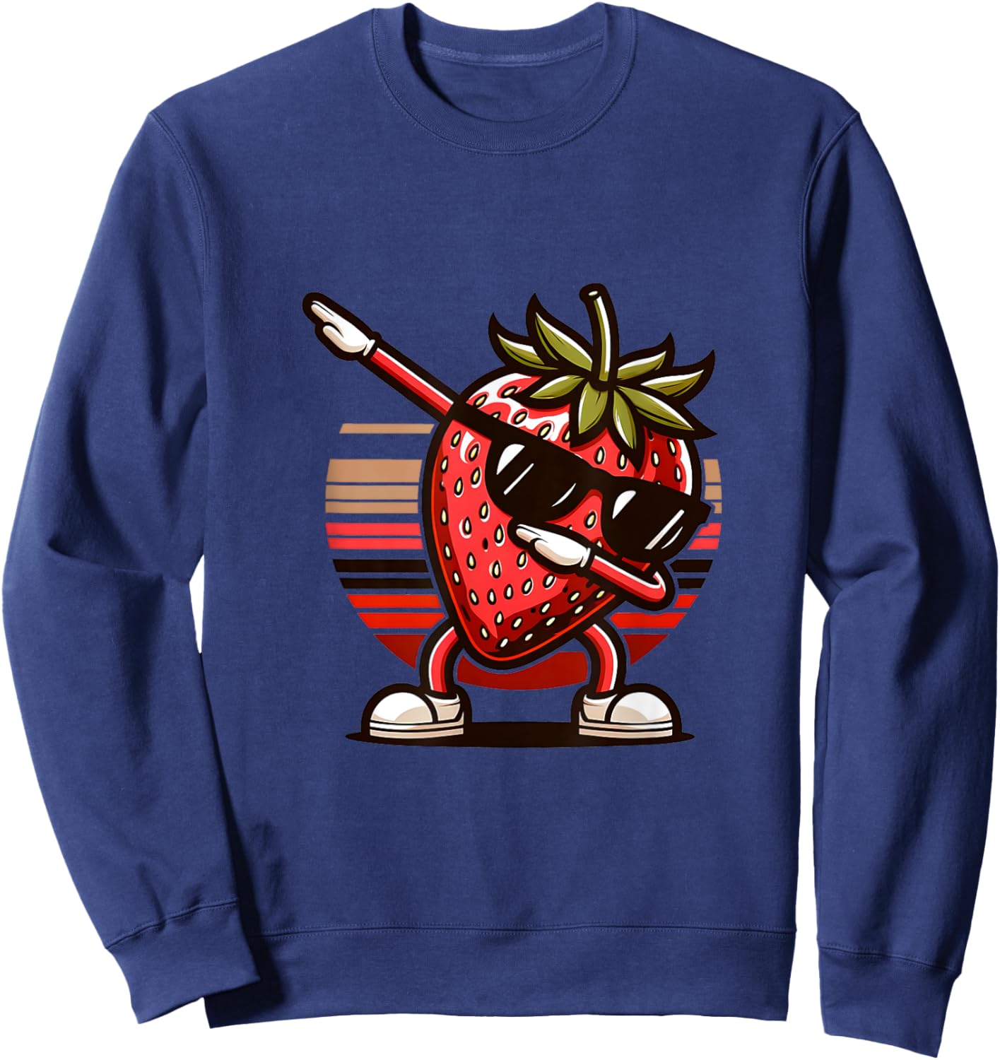 Funny Dab Strawberry Dancing Dabbing Fruit Meme Sweatshirt - Sweatshirt | Navy