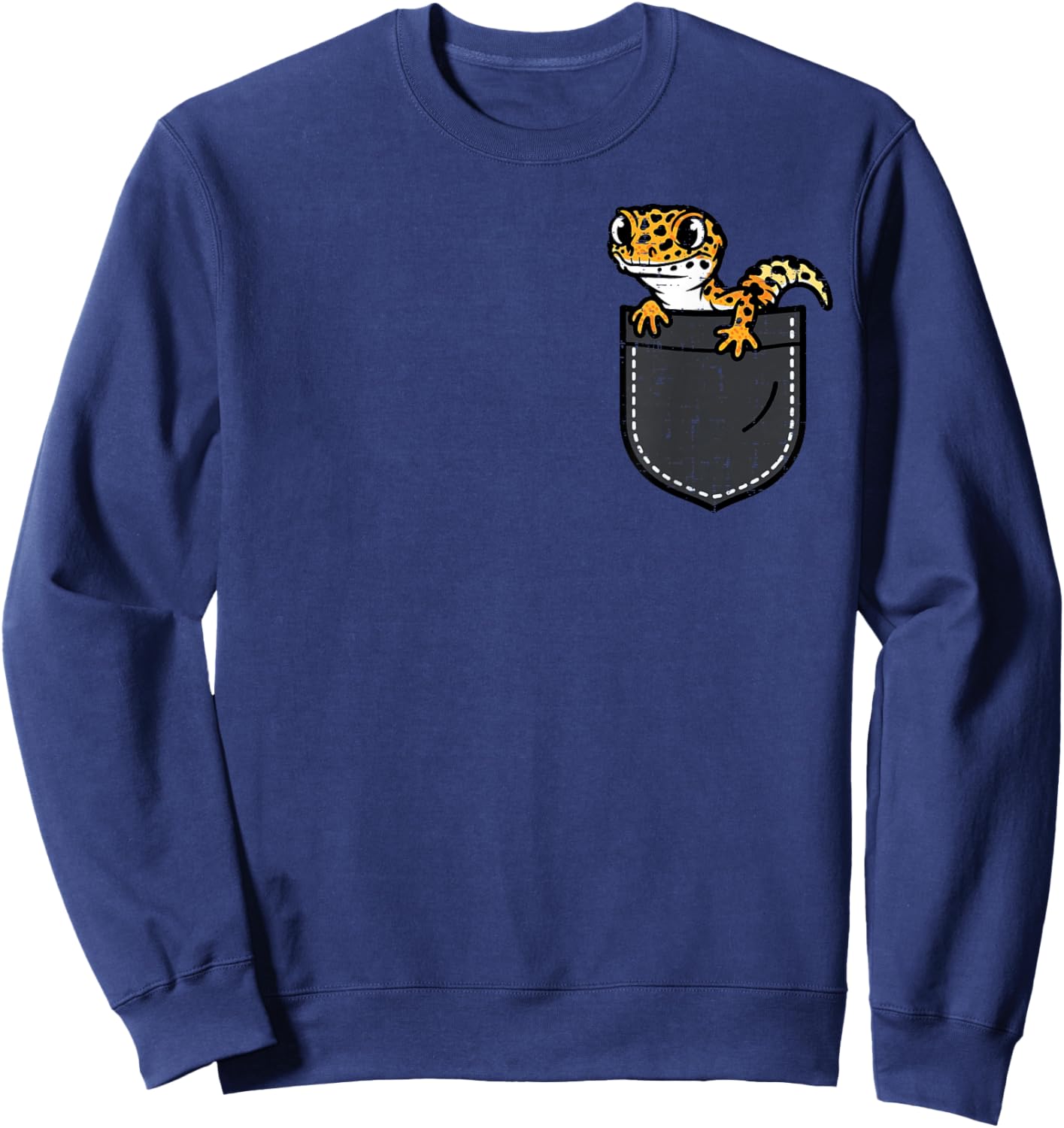 Leopard Gecko Pocket Cute Lizard Reptile Men Boys Kids Women Sweatshirt - Sweatshirt | Navy