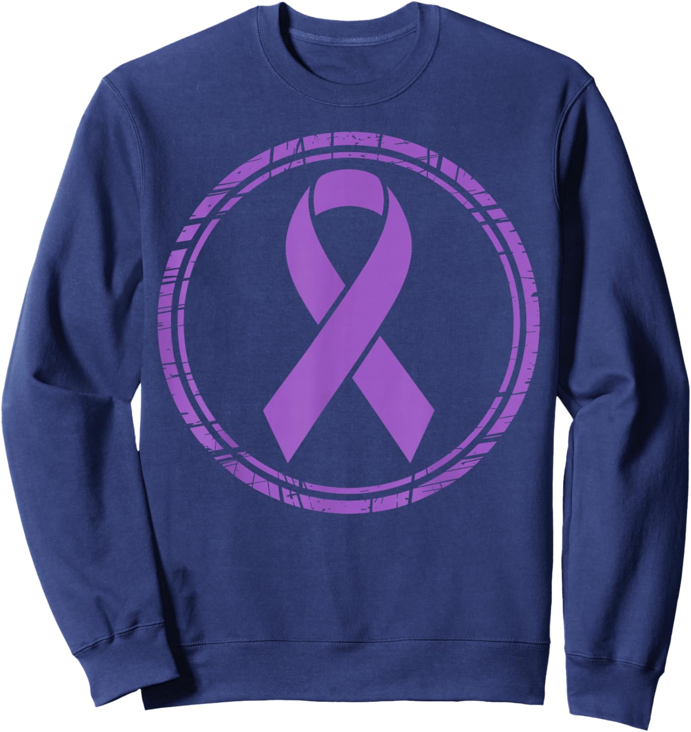 Domestic Violence Awareness Month DV Purple Ribbon Support Sweatshirt - Sweatshirt | Navy