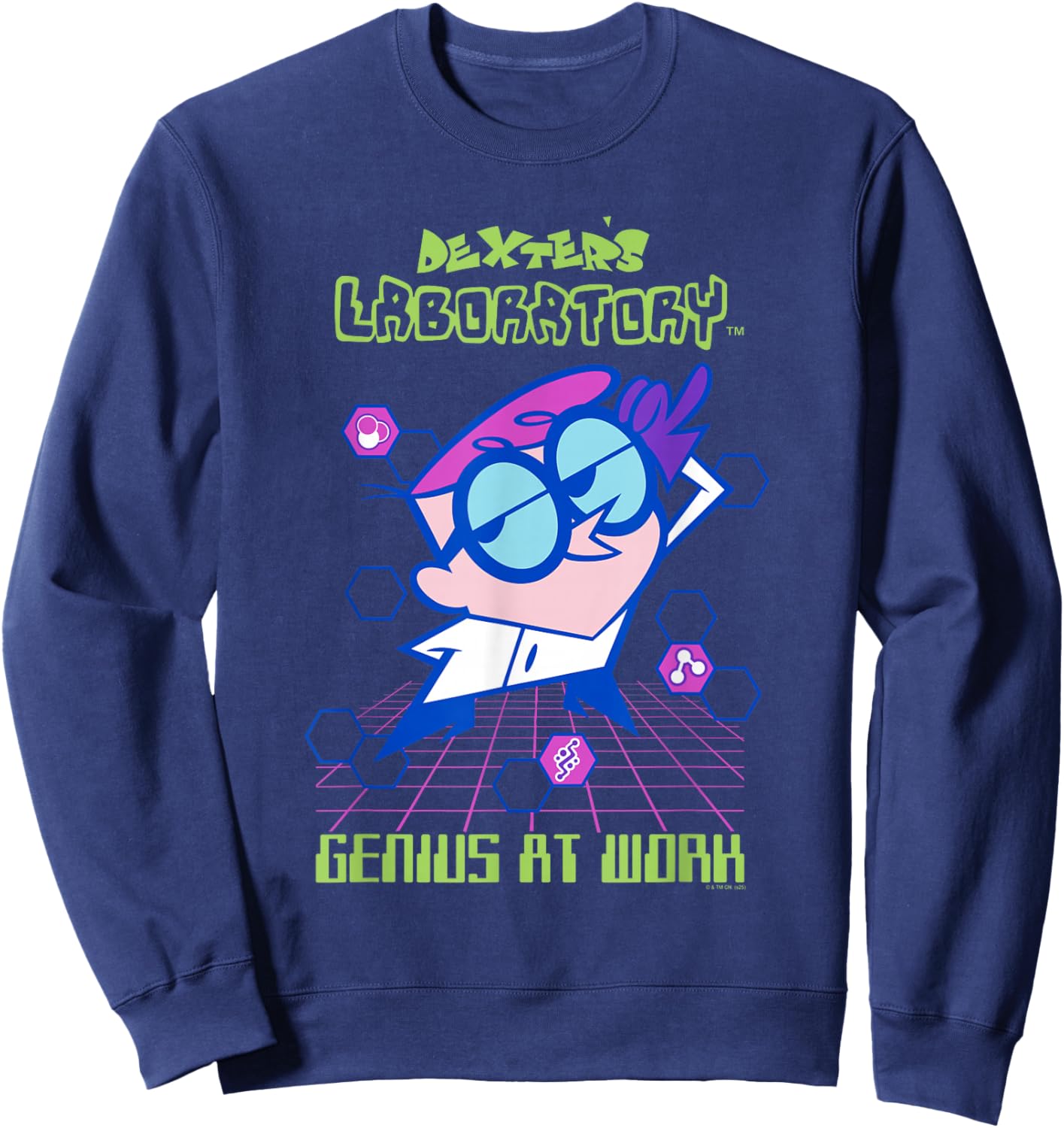 Dexter's Laboratory Genius at Work Retro Modern Cartoon Sweatshirt - Sweatshirt | Navy