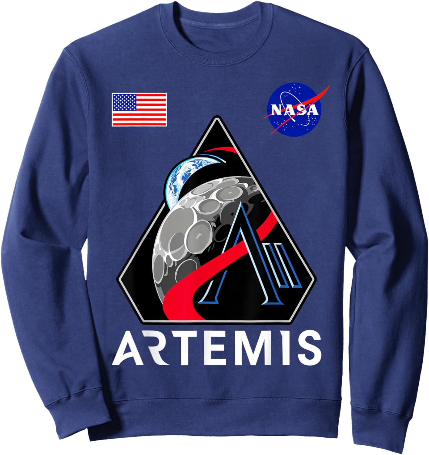 NASA Artemis II Mission Patch Commemorative Meatball Logo Sweatshirt - Sweatshirt | Navy