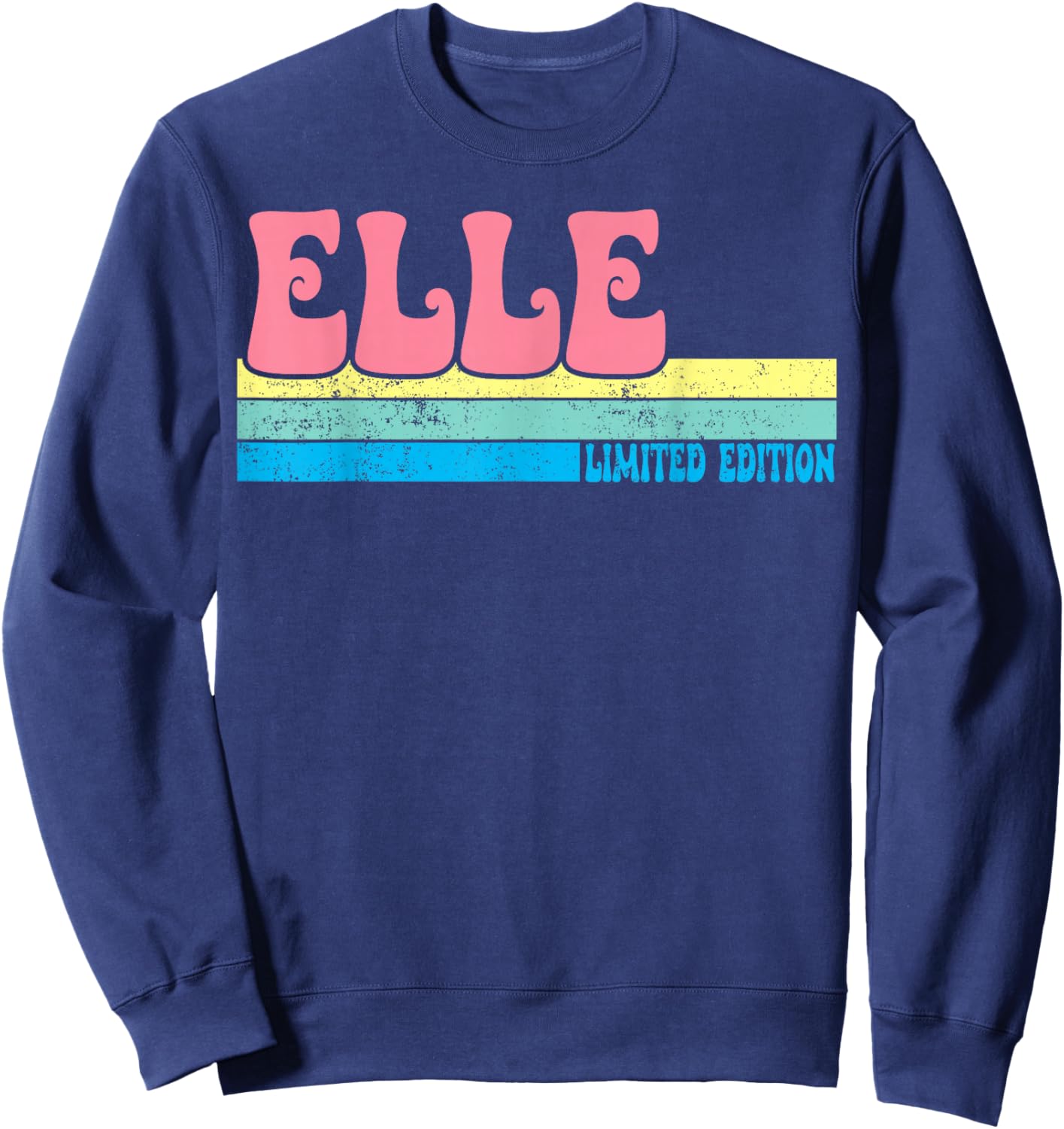 ELLE Name Personalized Cute Idea Groovy Women ELLE Sweatshirt - Sweatshirt | Navy