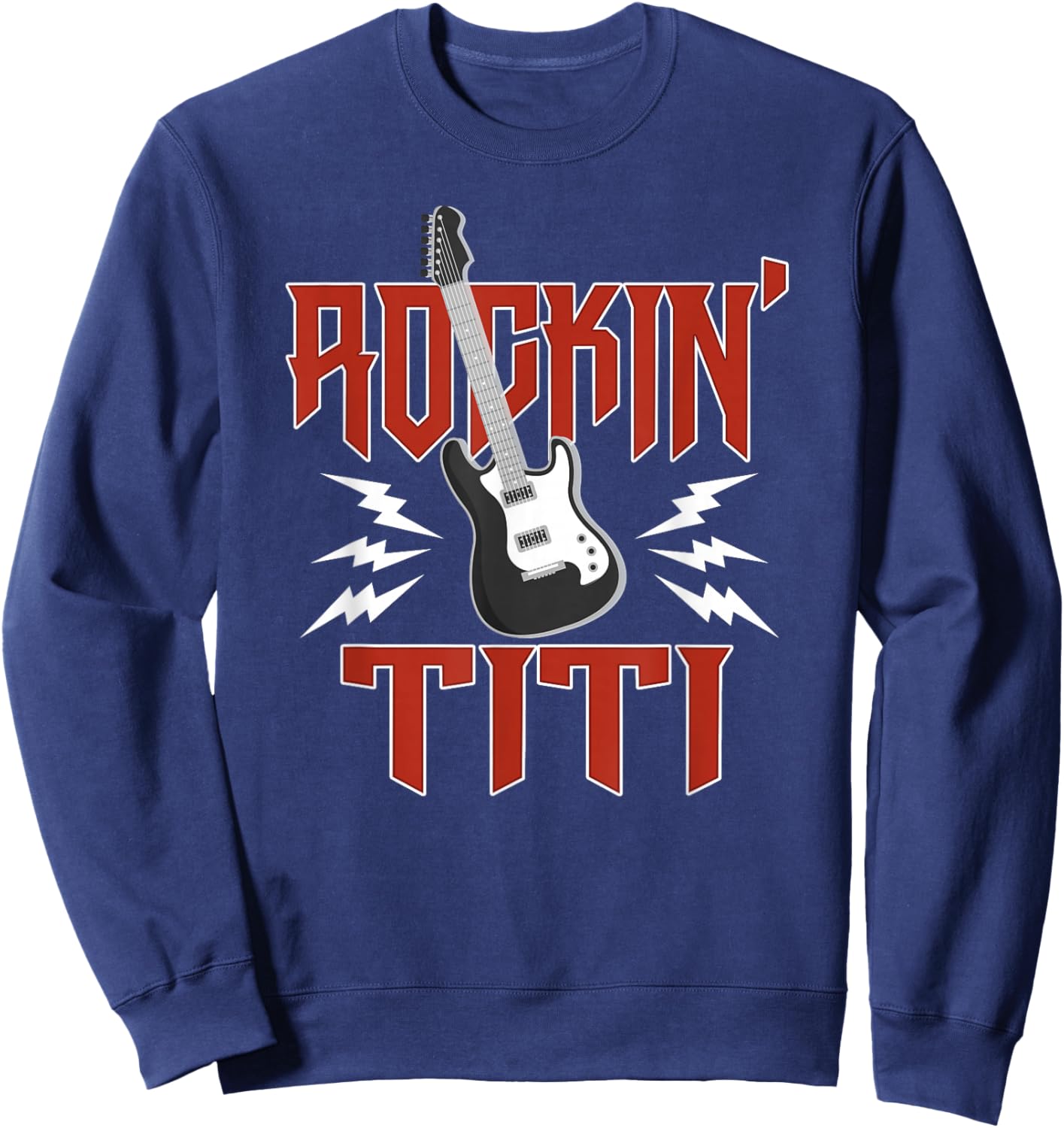 Titi Rockin One Birthday Family Matching Rock Guitar Sweatshirt - Sweatshirt | Navy
