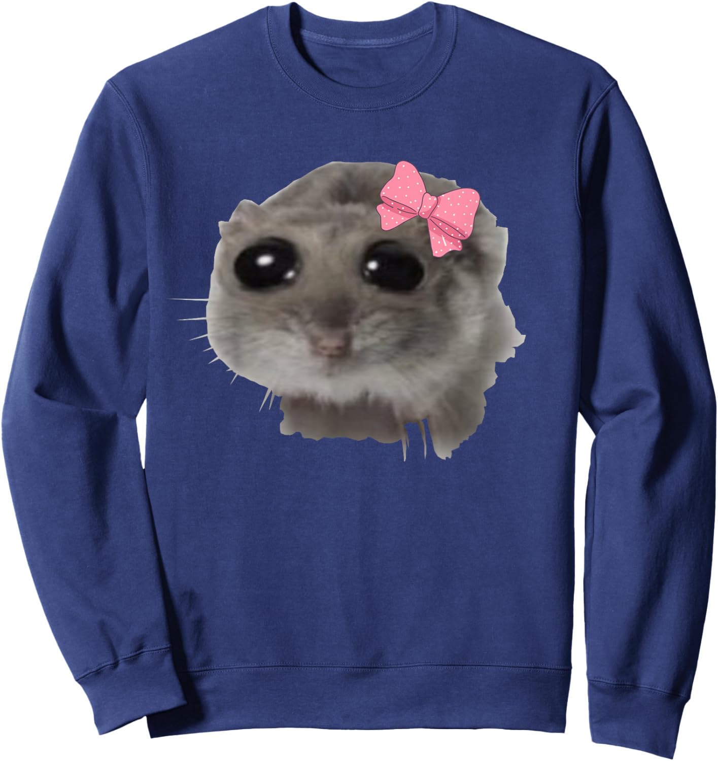 Coquette Sad Hamster Meme Crying Sweatshirt - Sweatshirt | Navy