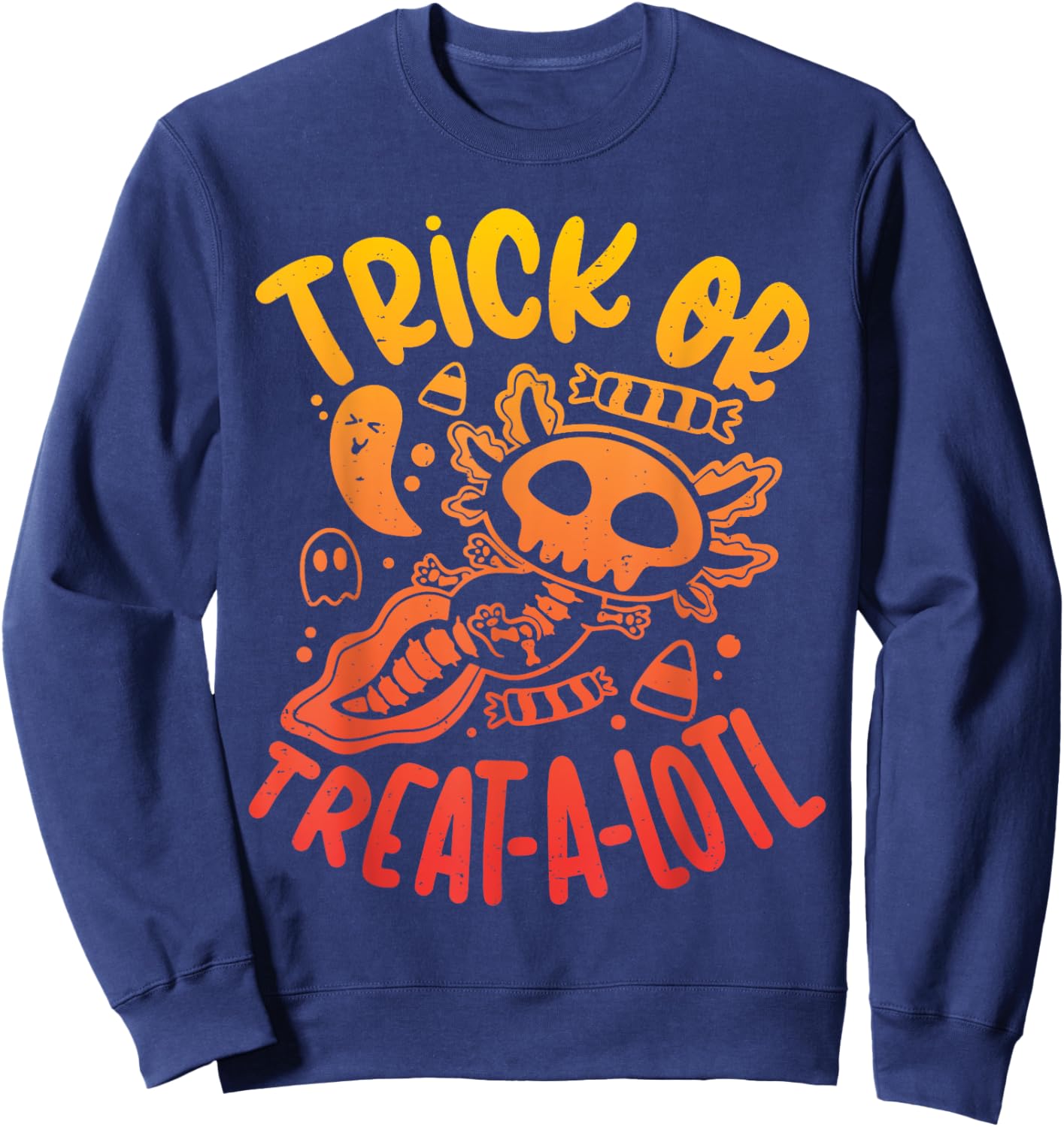 Trick or Treat A Lotl Skeleton Axolotl Halloween Costume Sweatshirt - Sweatshirt | Navy
