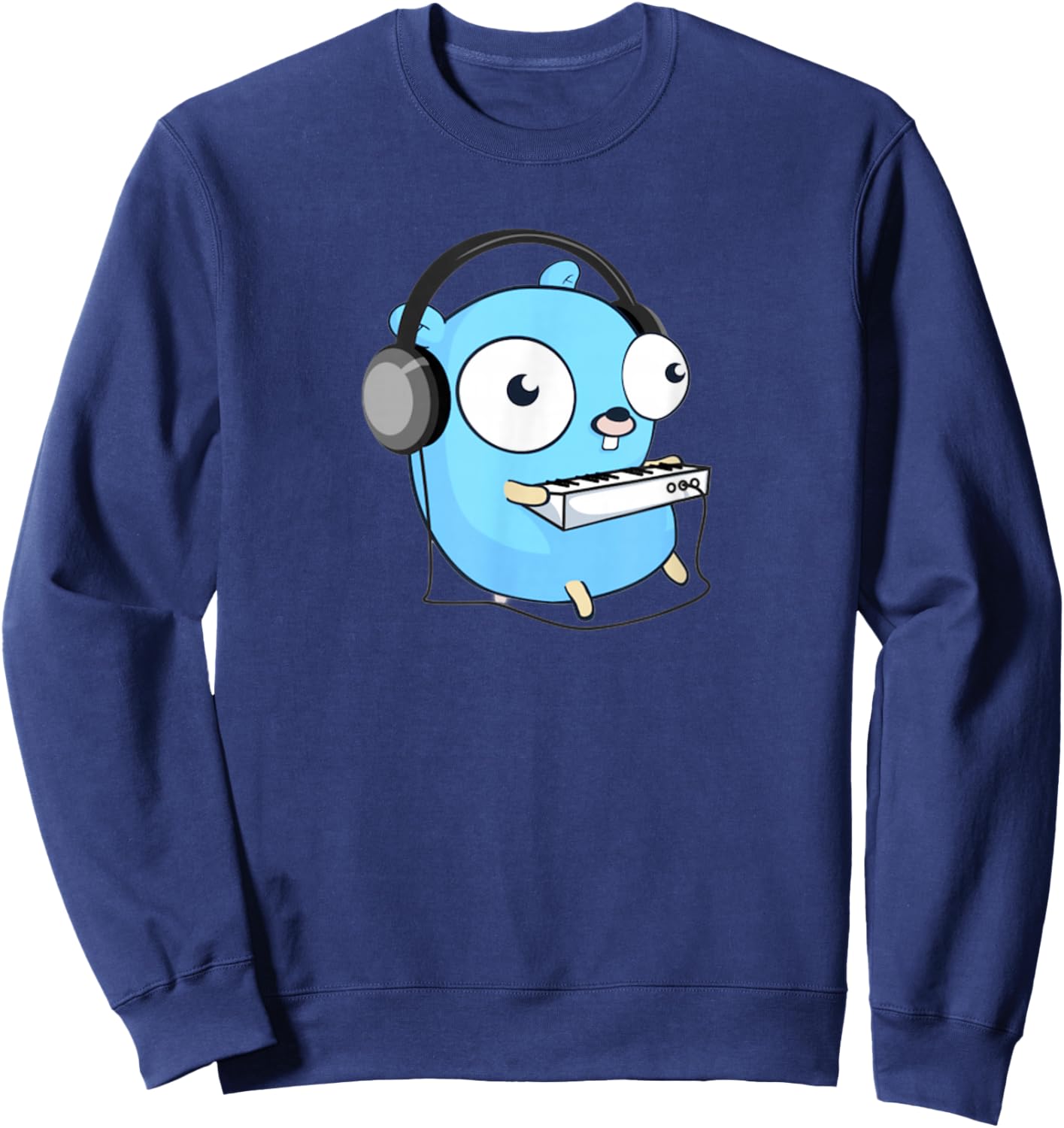 Music Gopher - Fun Programmer Developer GO lang Logo Sweatshirt - Sweatshirt | Navy