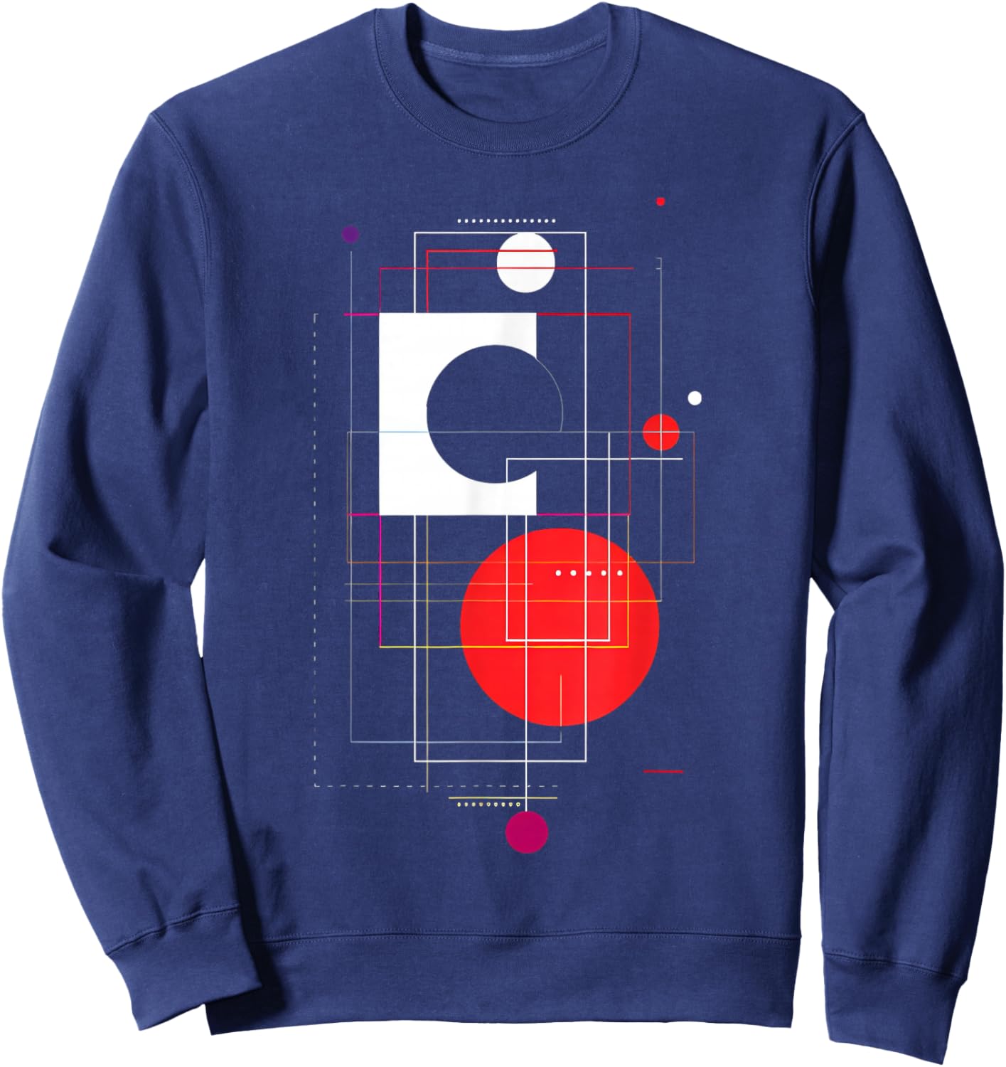 Geometric Black, White, and Red Abstract Sweatshirt - Sweatshirt | Navy