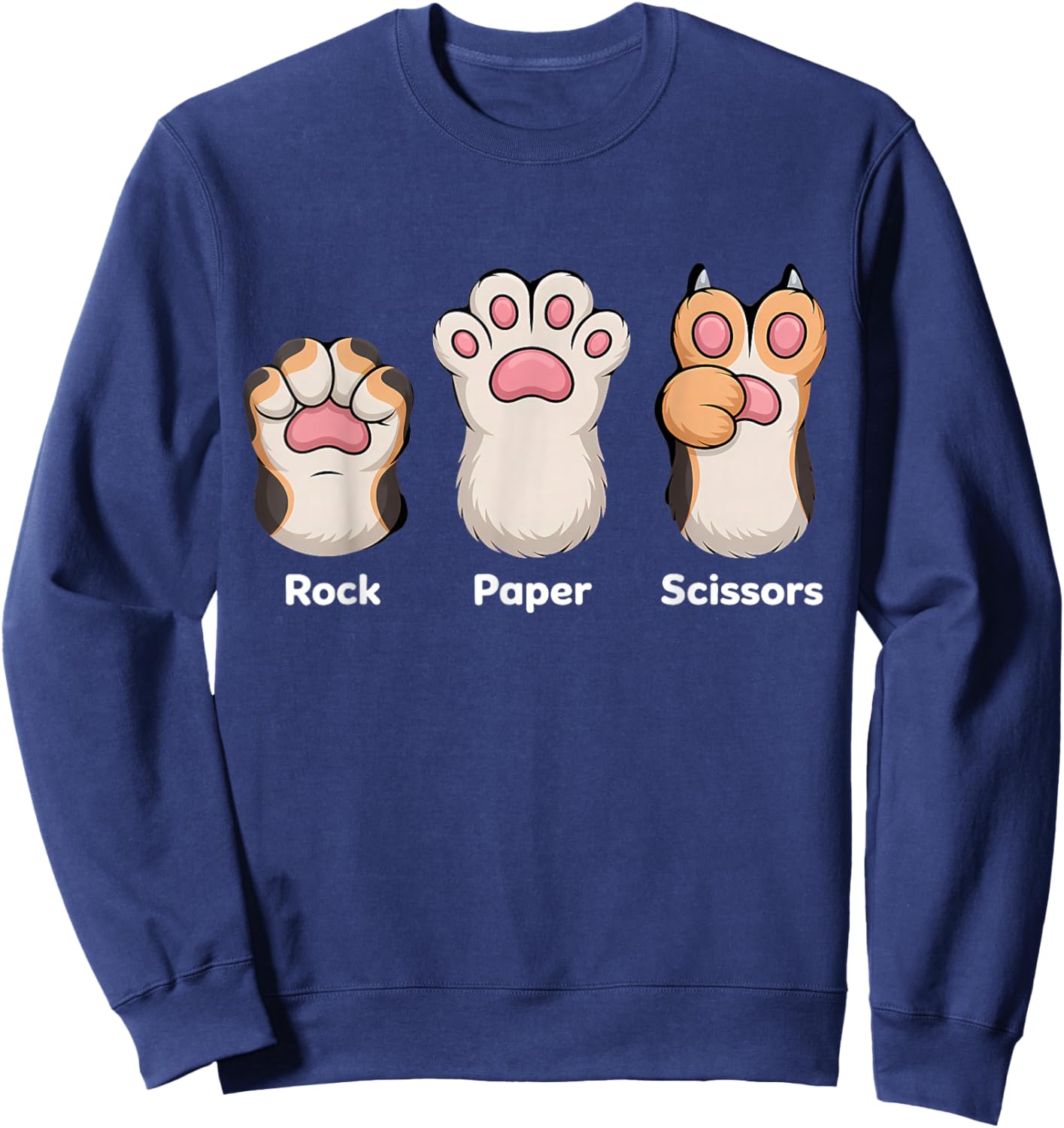 Rock Paper Scissors Hand Game Funny Dog Paw Sweatshirt - Sweatshirt | Navy