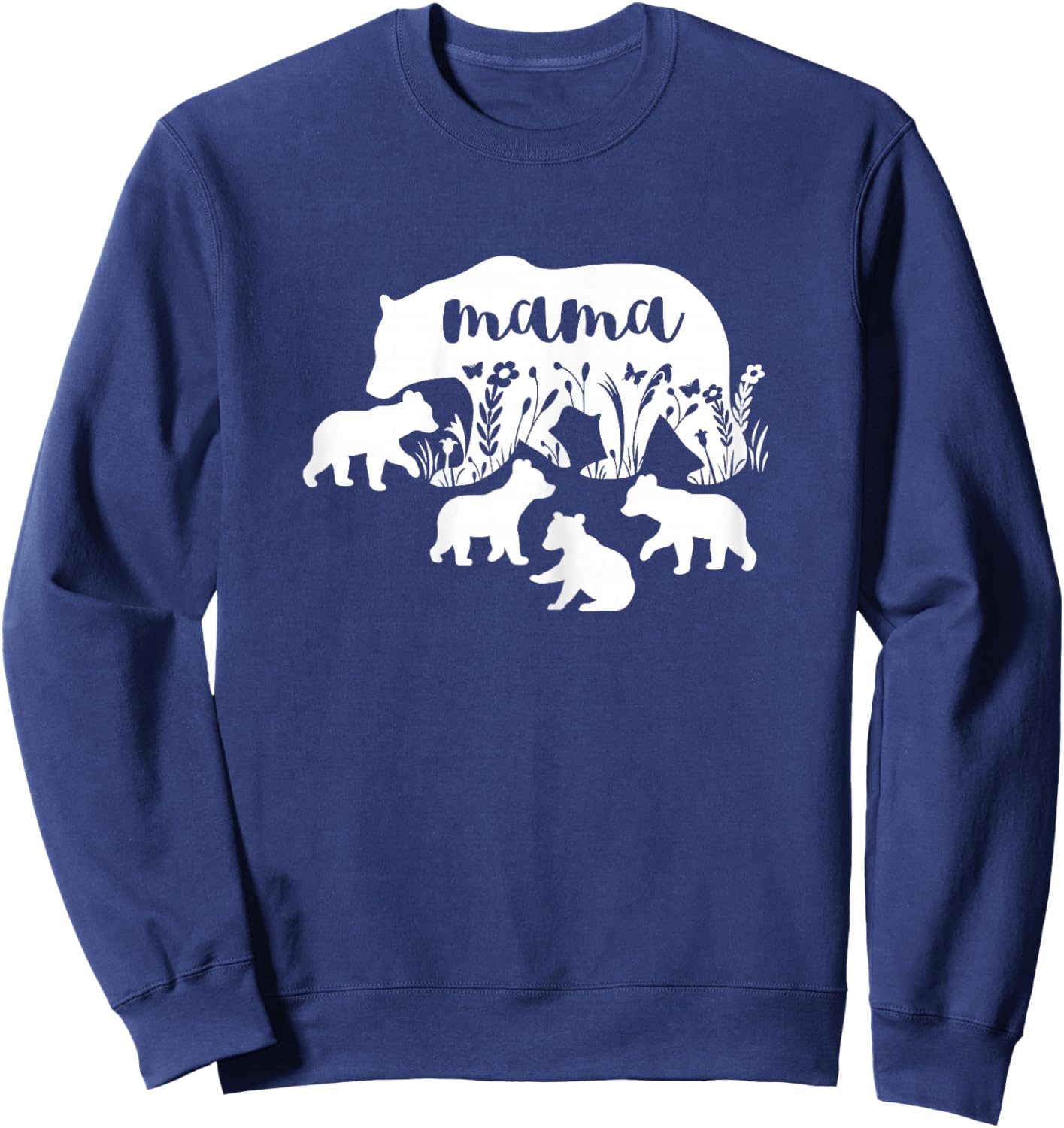 Mama Bear With 4 Cubs Mothers Day Mom Pregnancy Announcement Sweatshirt - Sweatshirt | Navy