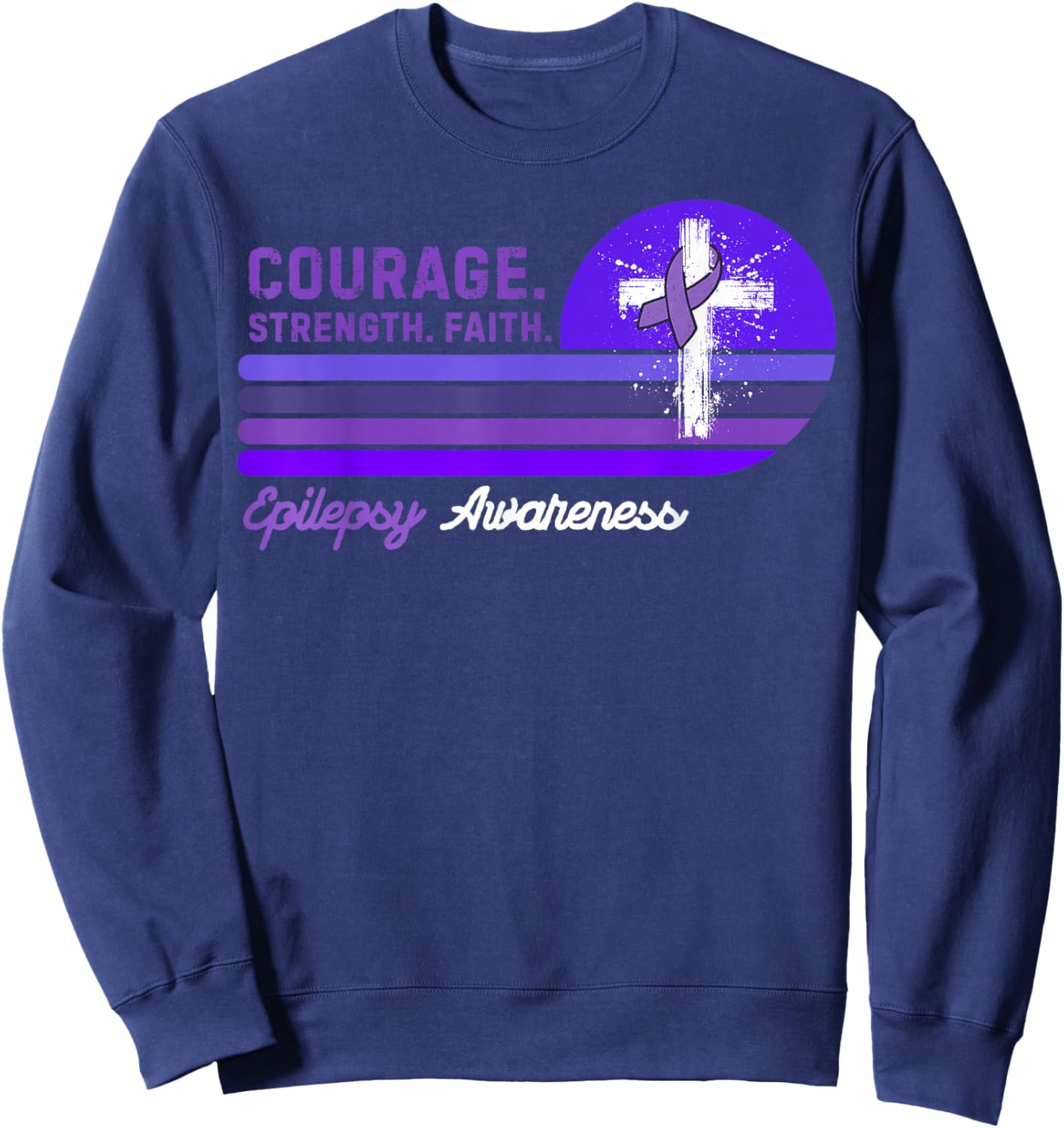 Vintage Seizure Support Epilepsy Awareness Sweatshirt - Sweatshirt | Navy