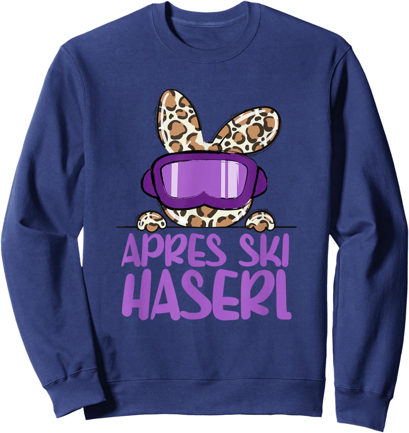 apreski Haserl, Skier Apresskiparty Leoprint Sweatshirt - Sweatshirt | Navy