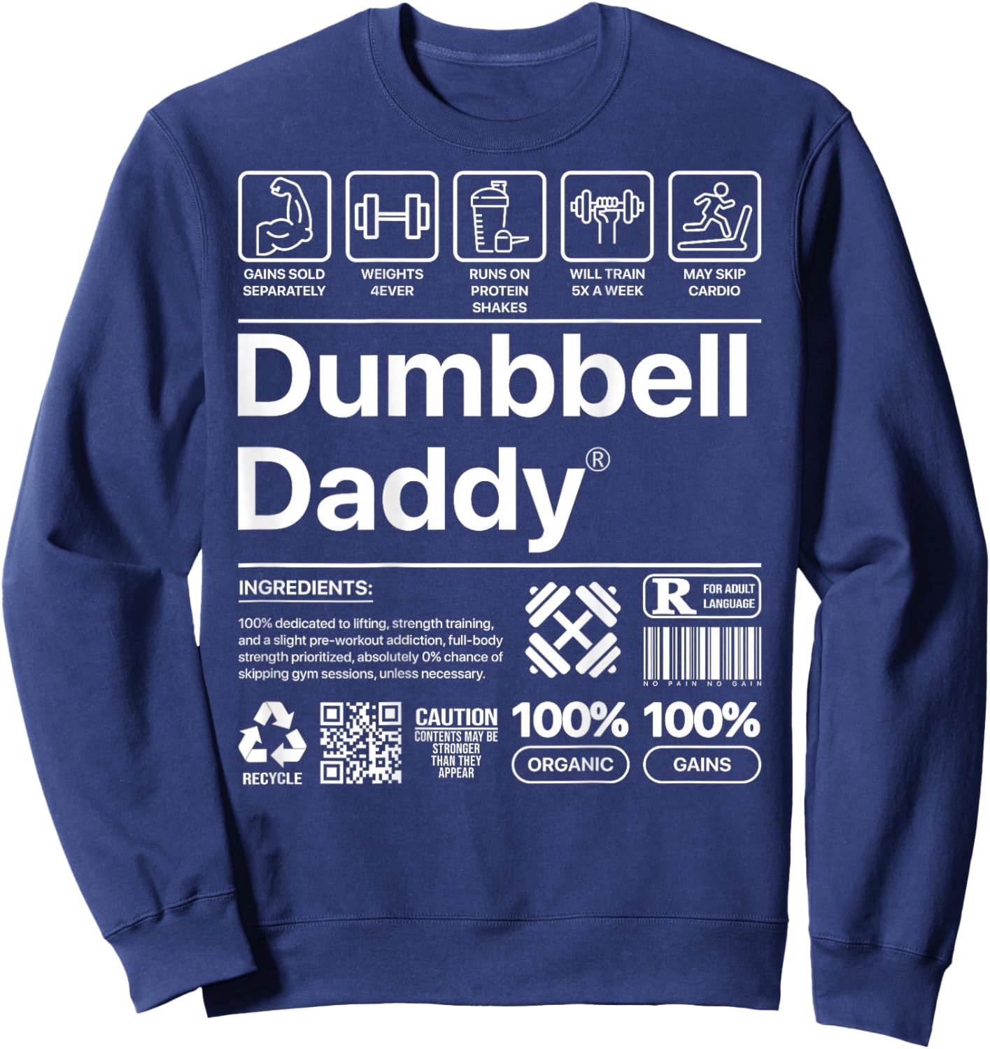 Dumbbell Daddy And Dad Gym Workout Father Funny Sweatshirt - Sweatshirt | Navy