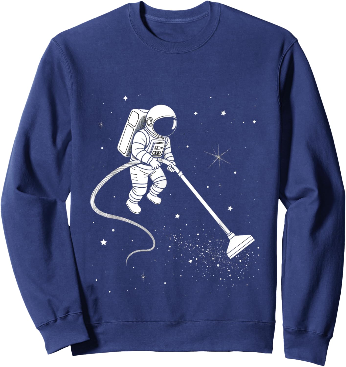 Astronaut Cleaning Stars Funny Space Design Sweatshirt - Sweatshirt | Navy