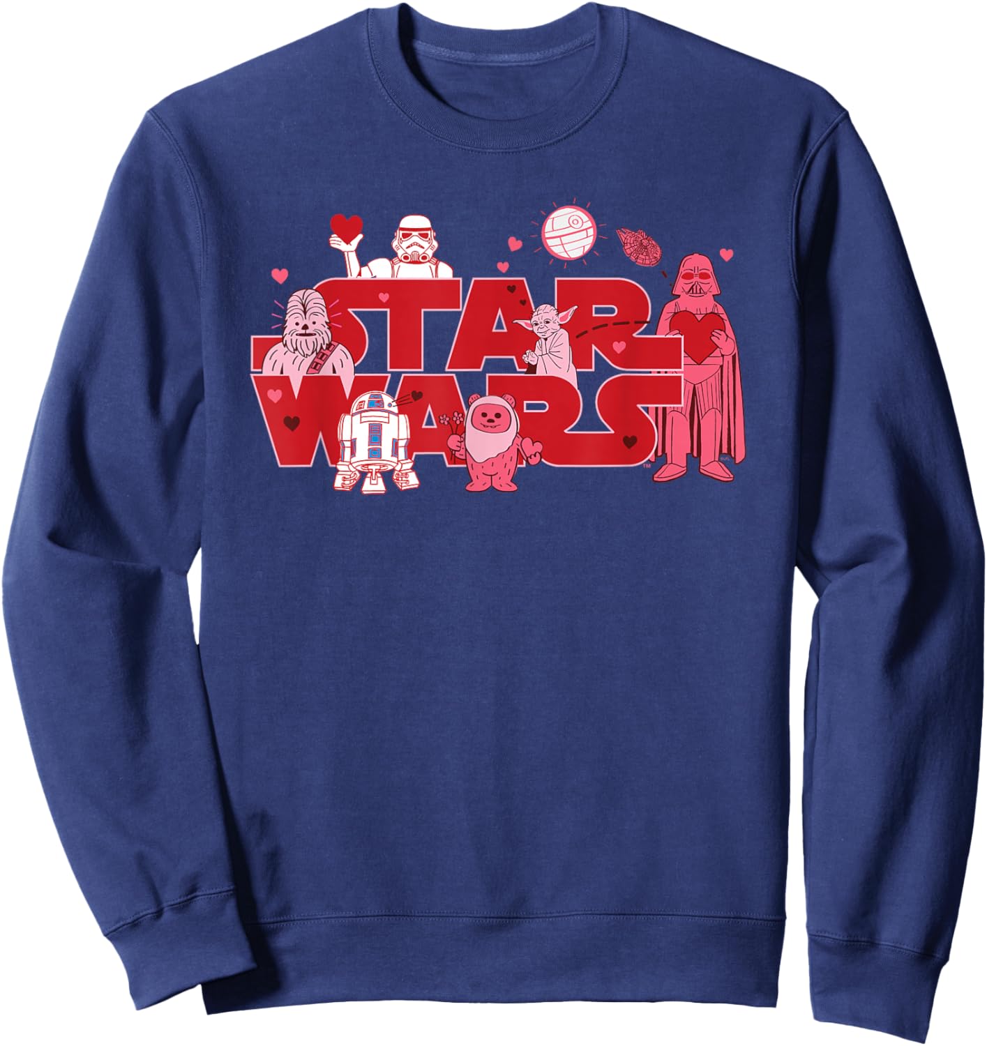Star Wars Valentine's Day Logo Toon Classic Movie Characters Sweatshirt - Sweatshirt | Navy