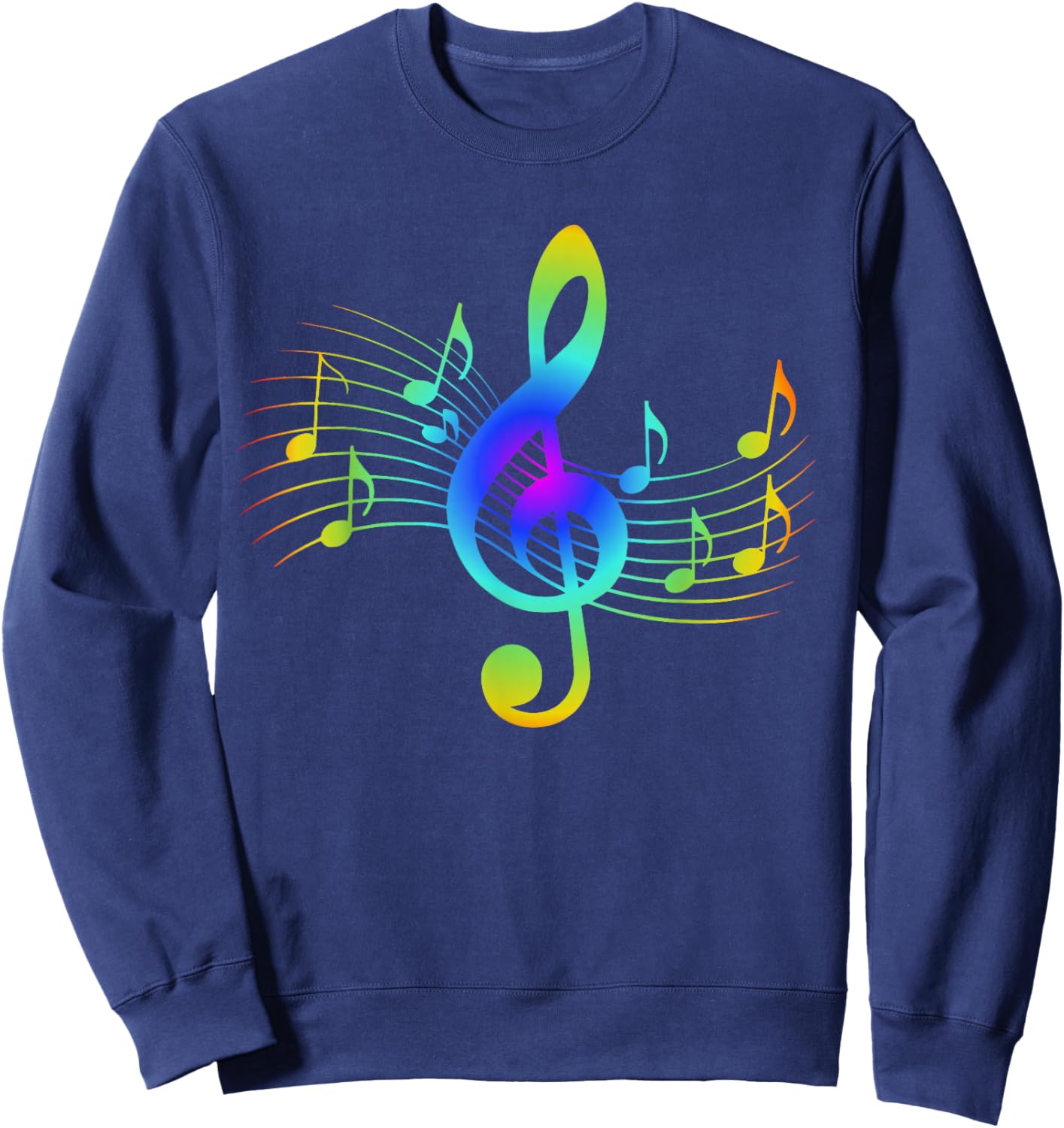 Colourful Treble Clef and Musical Notes Design for Music Love Sweatshirt - Sweatshirt | Navy