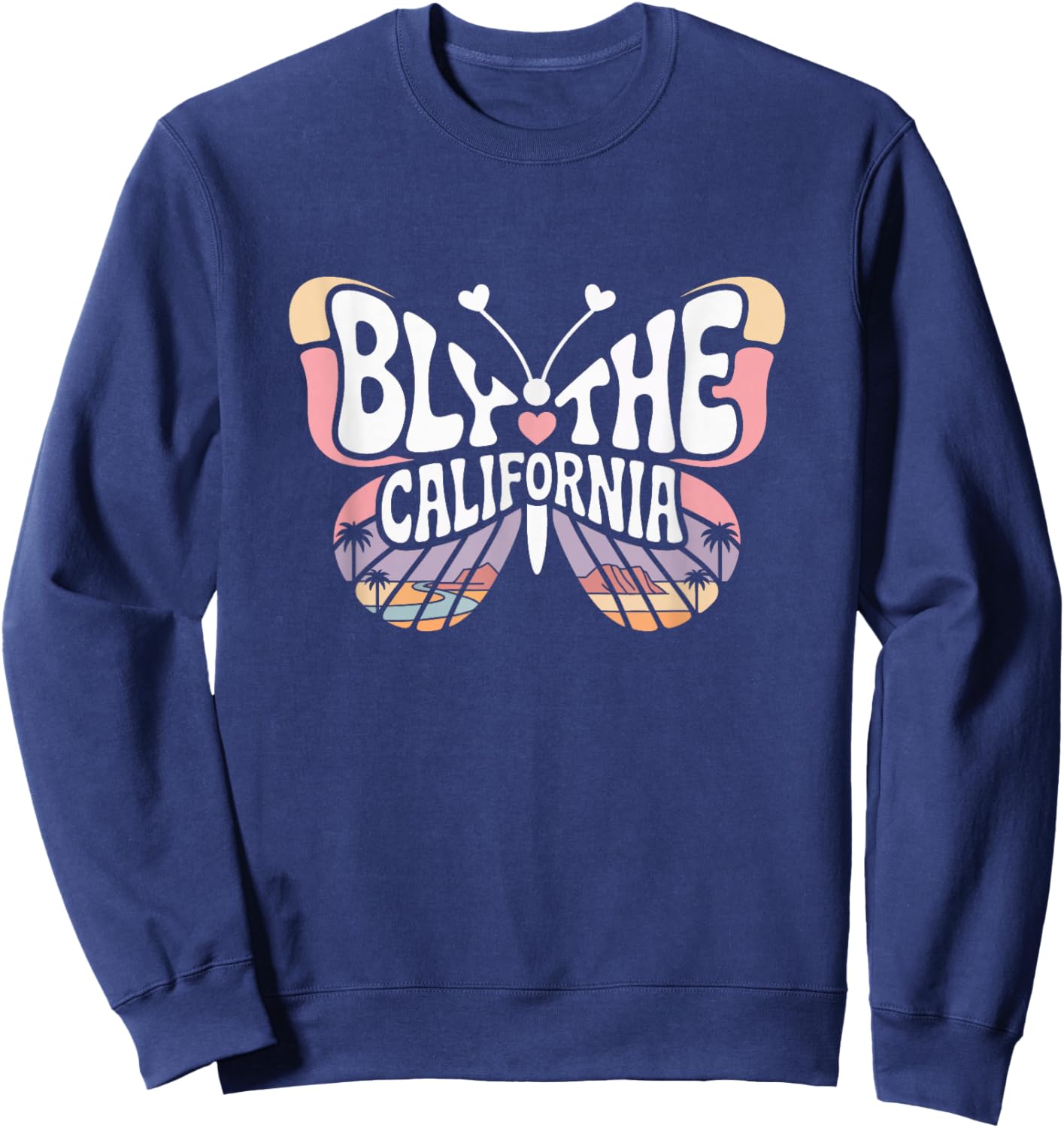 Blythe Butterfly - California Desert City Name Word Art Sweatshirt - Sweatshirt | Navy