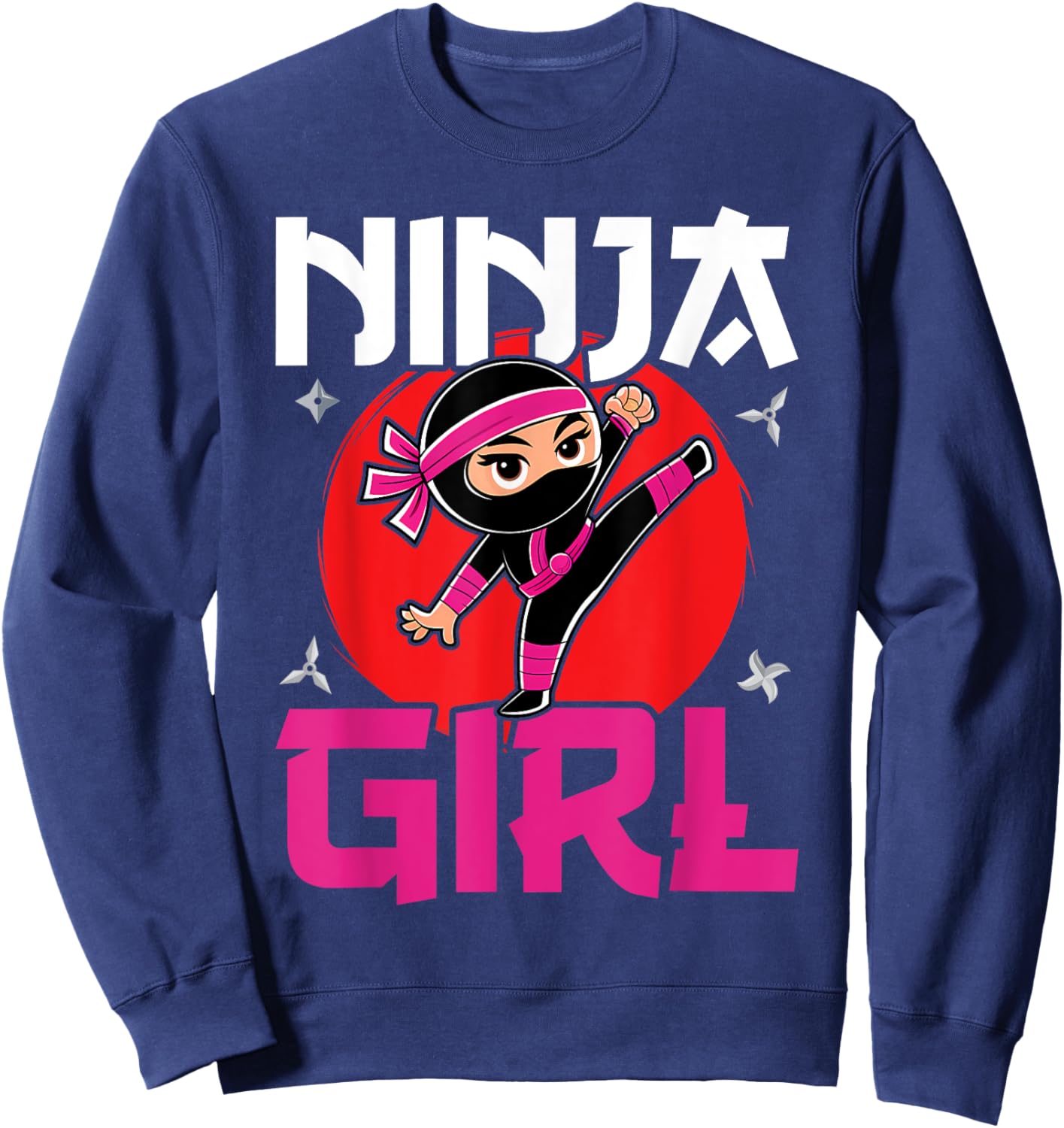 Cute Ninja Fighter Costume Ninja Girl Sweatshirt - Sweatshirt | Navy