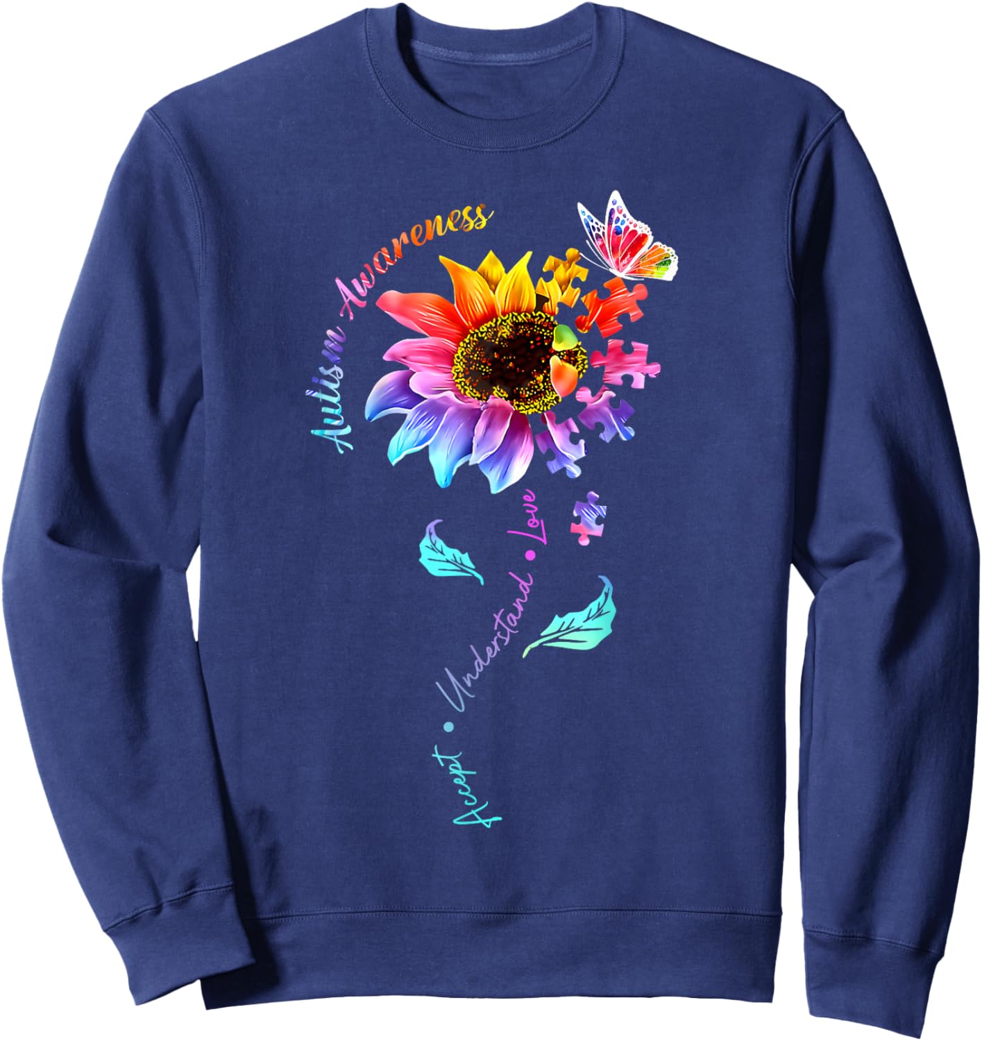 Autism Sunflower Sweatshirt - Sweatshirt | Navy