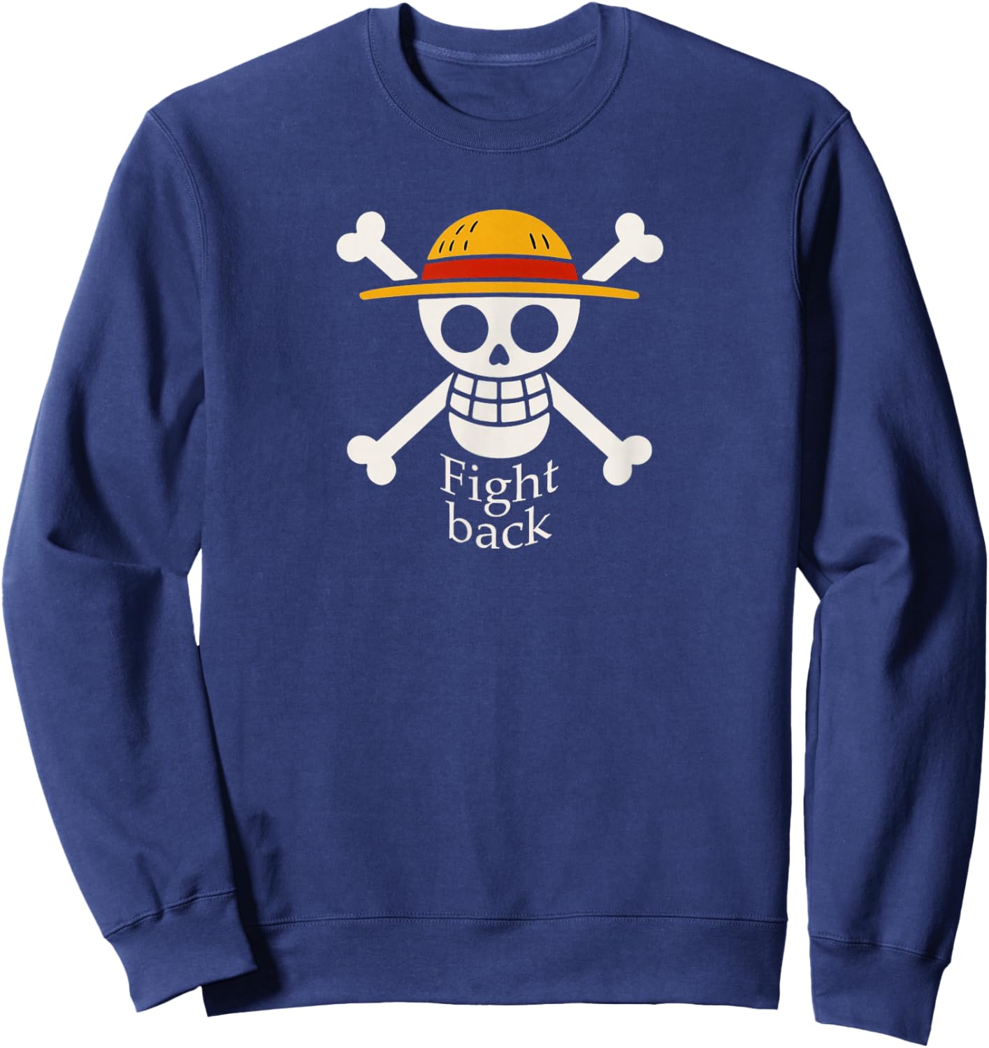 Straw Hat. Jolly Roger. Fight Back. Sweatshirt - Sweatshirt | Navy