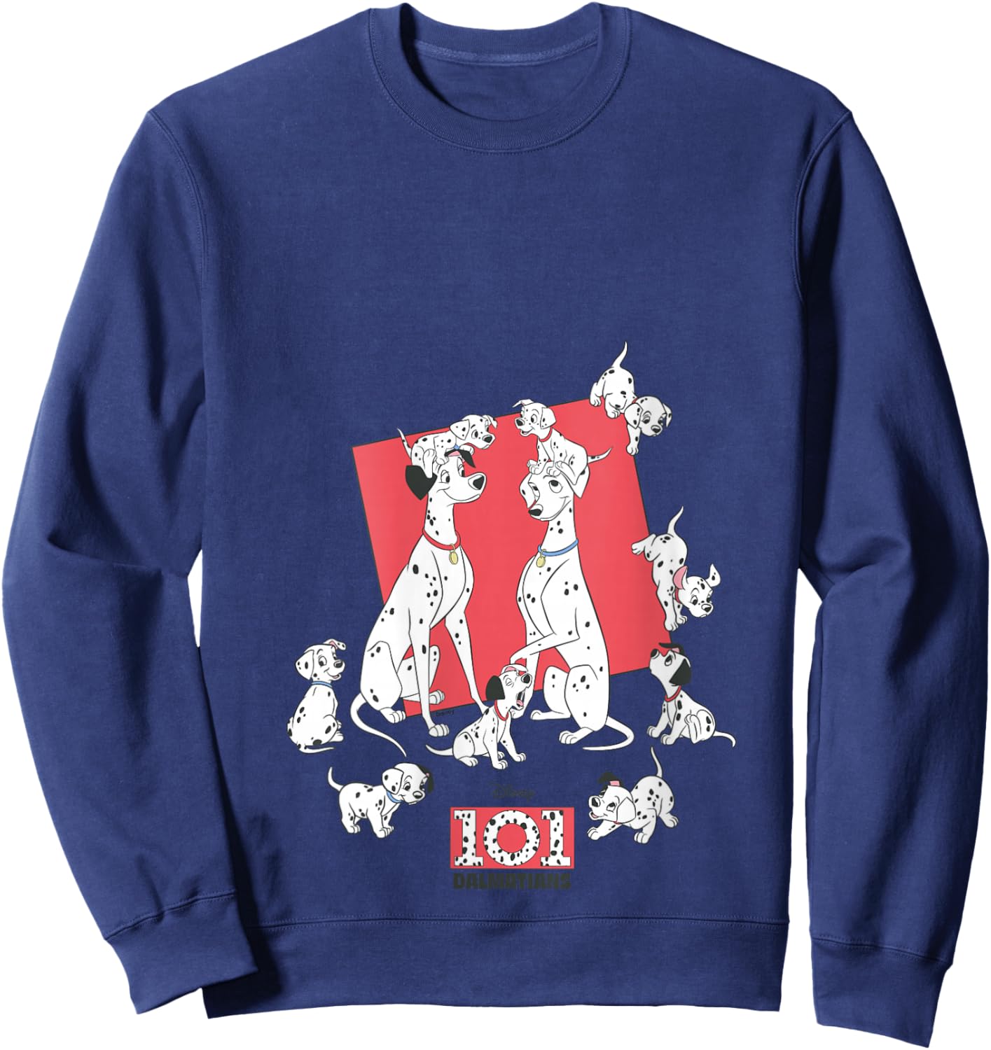 Women's Disney 101 Dalmatians Pongo Perdita Puppies Family V-Neck Sweatshirt - Sweatshirt | Navy