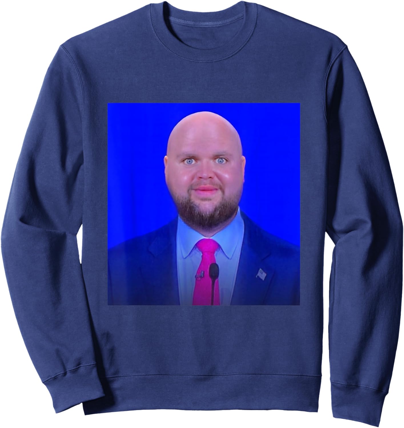 Funny JD Vance Bald Head Vice President Face Meme Sweatshirt - Sweatshirt | Navy