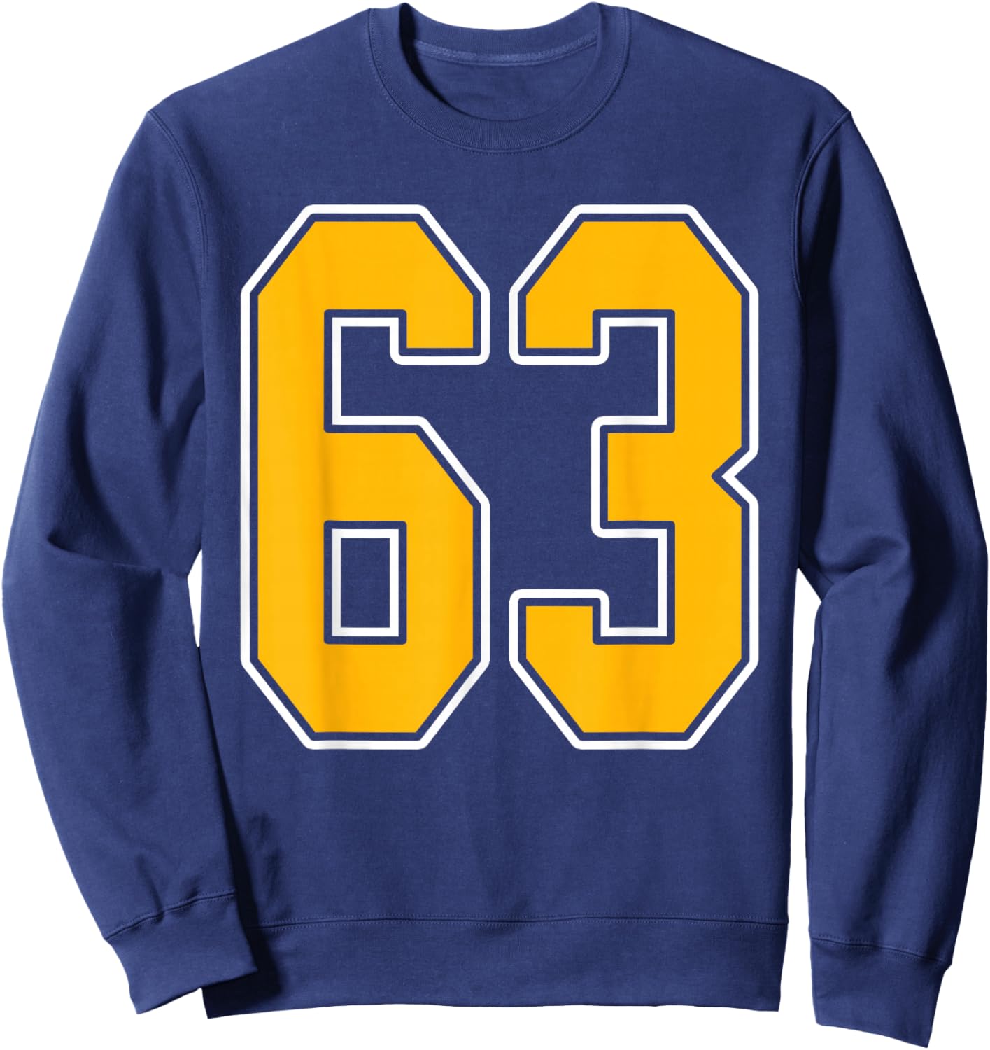 Gold and White Sports Number 63 Jersey Uniform Player Sweatshirt - Sweatshirt | Navy