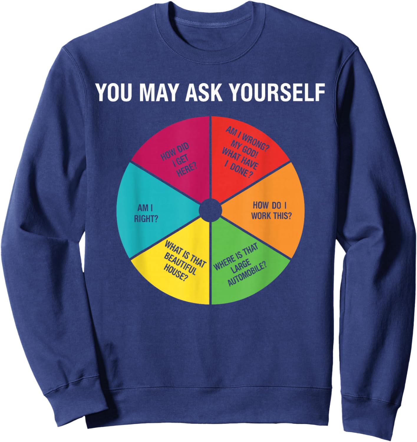 Cool 90s Shirt , Retro You May Ask Yourself Sweatshirt - Sweatshirt | Navy