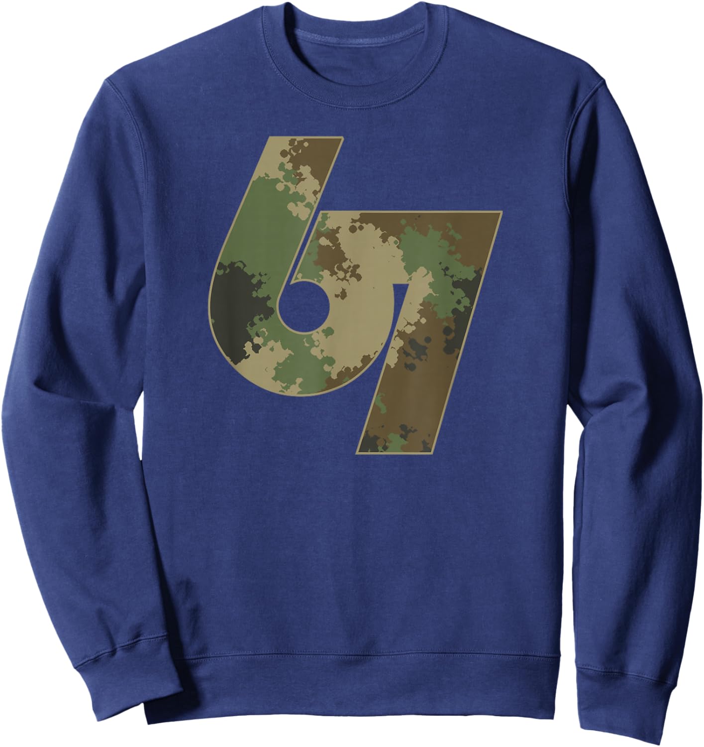 Vintage 67 Meme Camo Logo Namaste Funny Halloween Sweatshirt - Sweatshirt | Navy