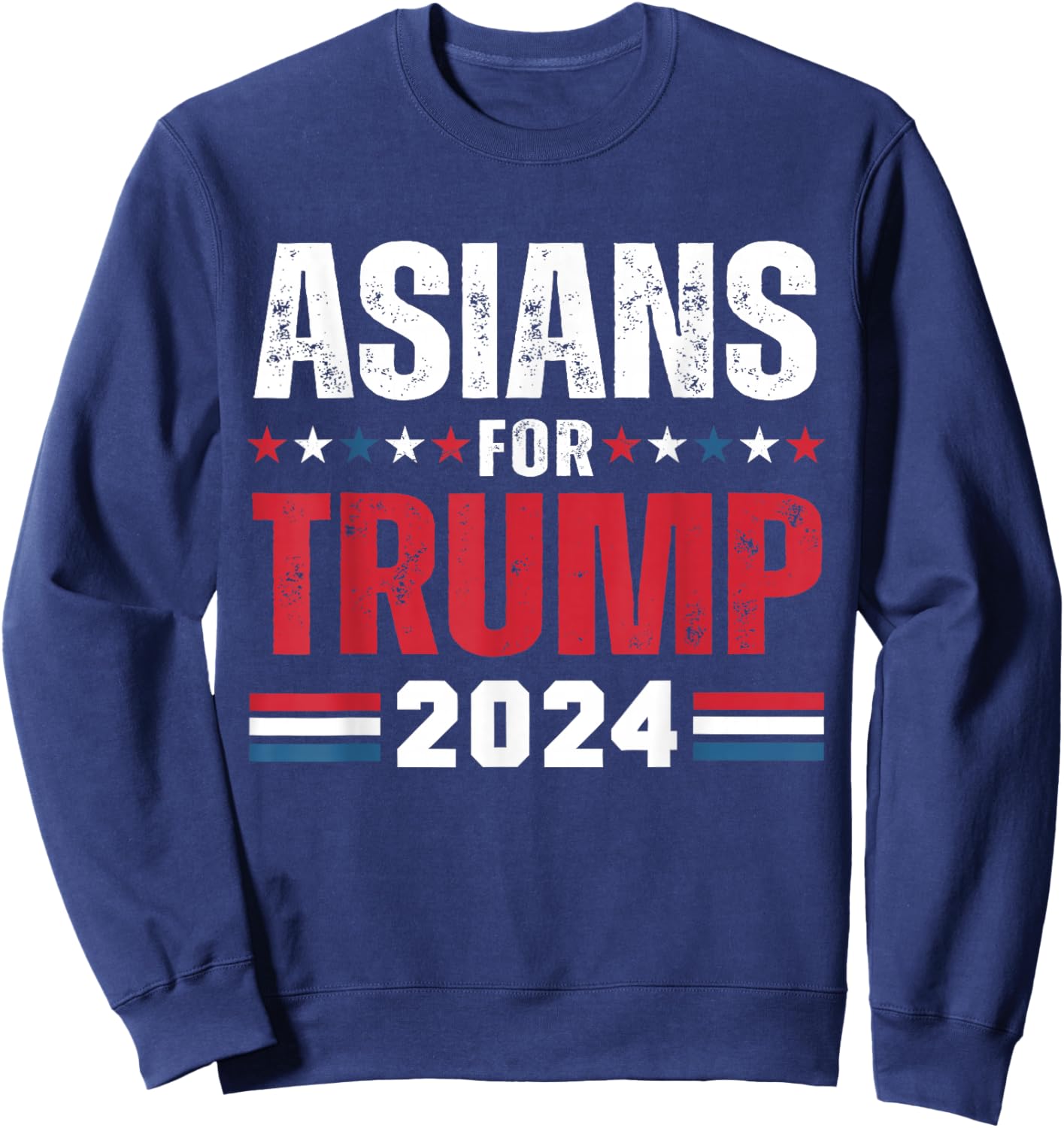 Asians For Trump 2024 American Flag Sweatshirt - Sweatshirt | Navy