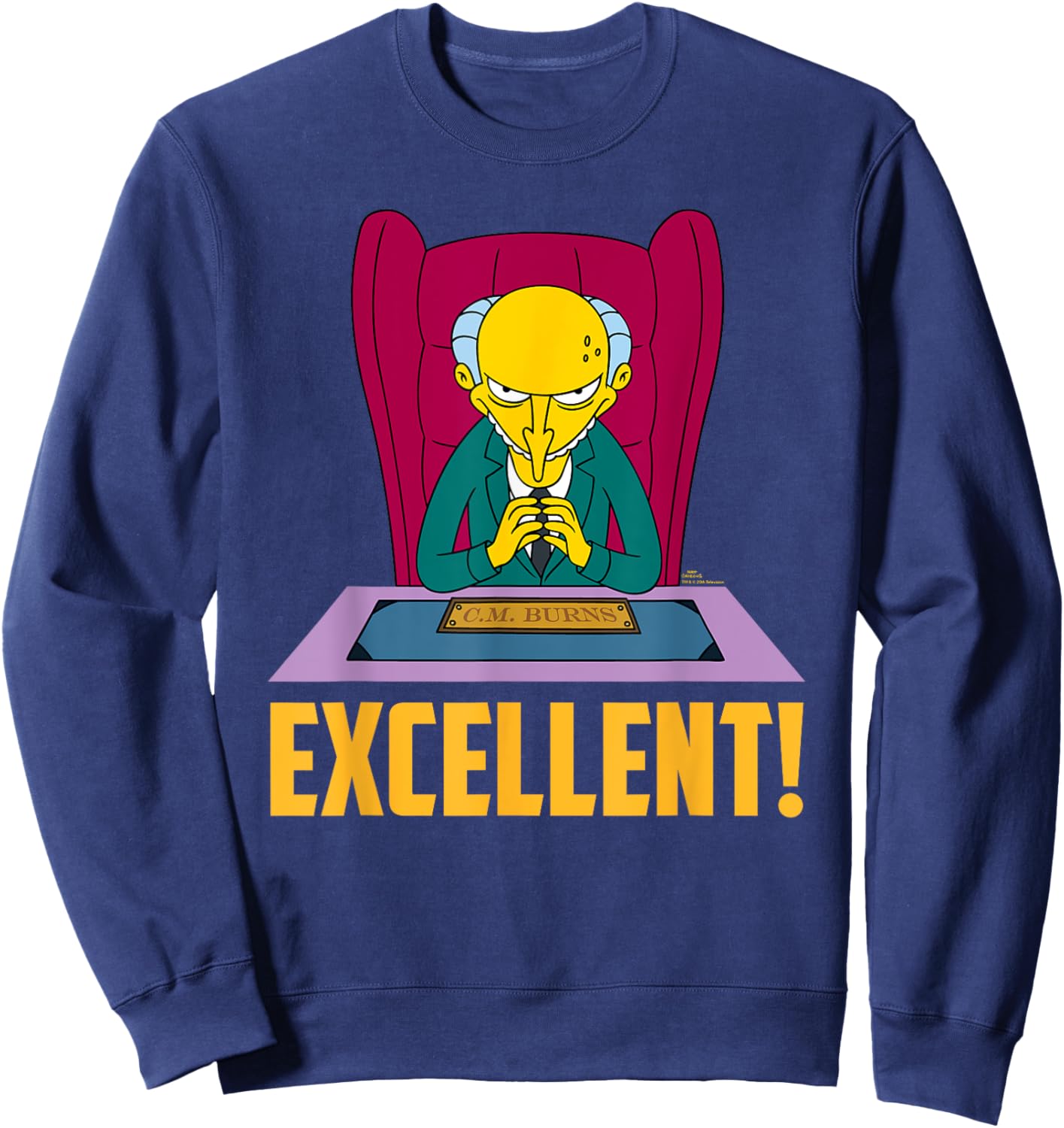 The Simpsons Mr. Burns at Desk Excellent Sweatshirt - Sweatshirt | Navy