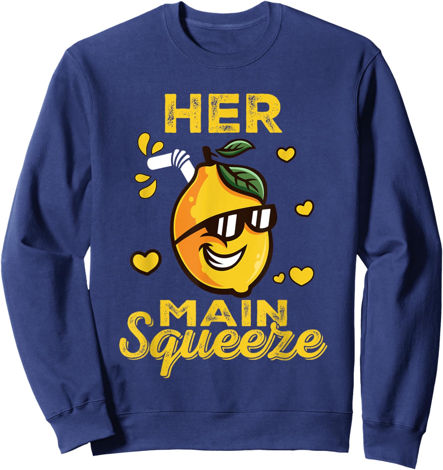 Cute Funny Her Main Squeeze Funny Lemon Couples Matching Sweatshirt - Sweatshirt | Navy