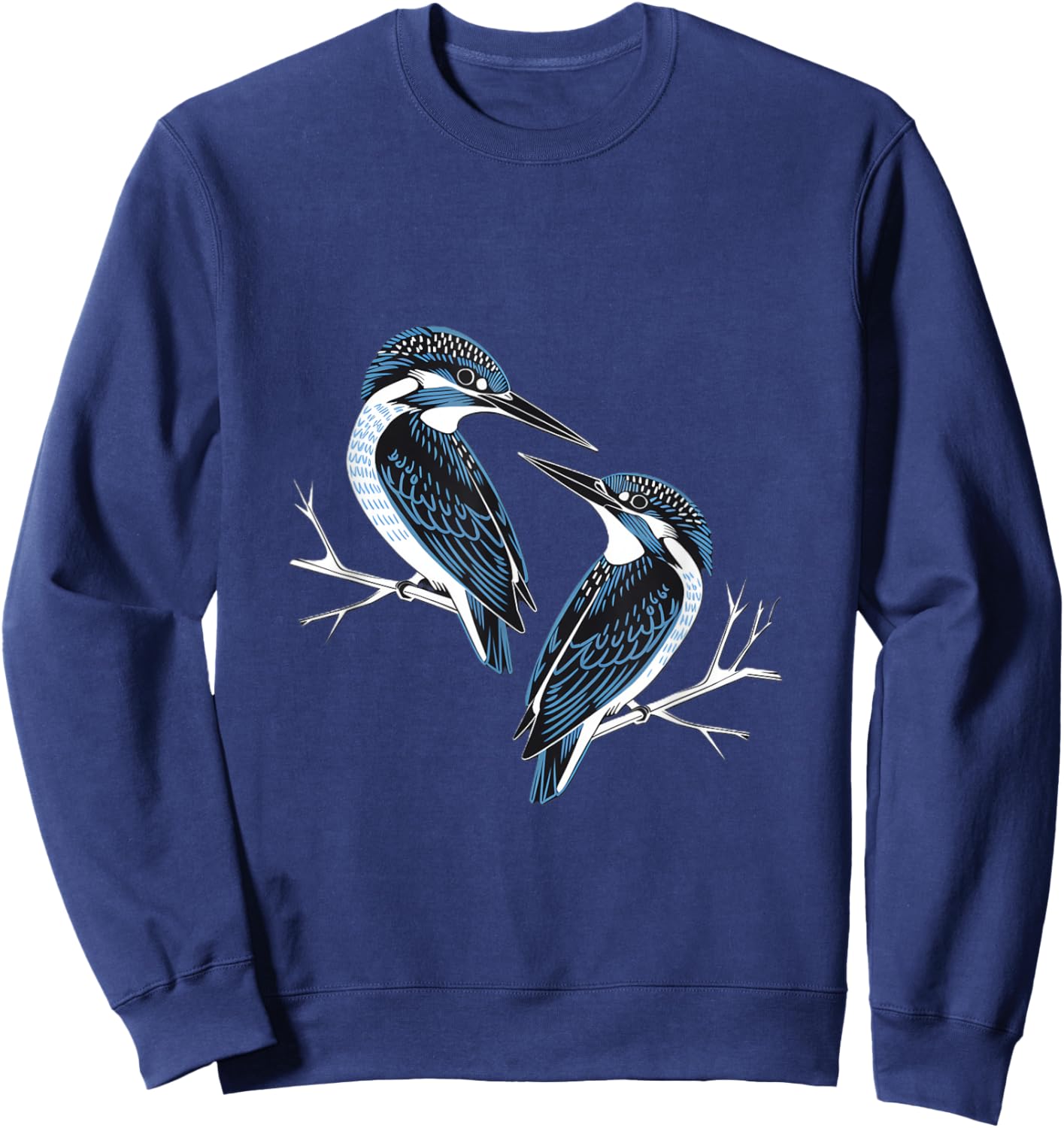 Beautiful Kingfisher Birds on Branch Sweatshirt - Sweatshirt | Navy