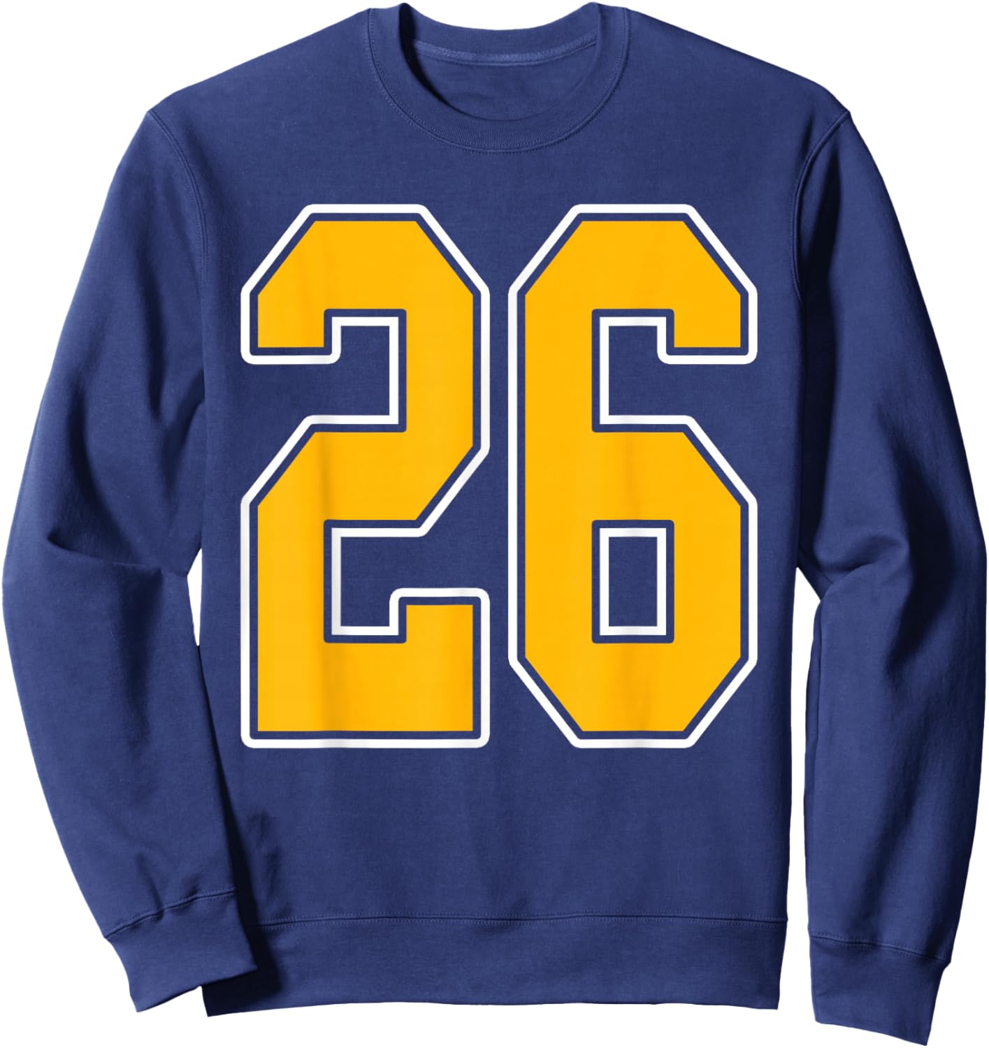 Gold and White Sports Number 26 Jersey Uniform Player Sweatshirt - Sweatshirt | Navy