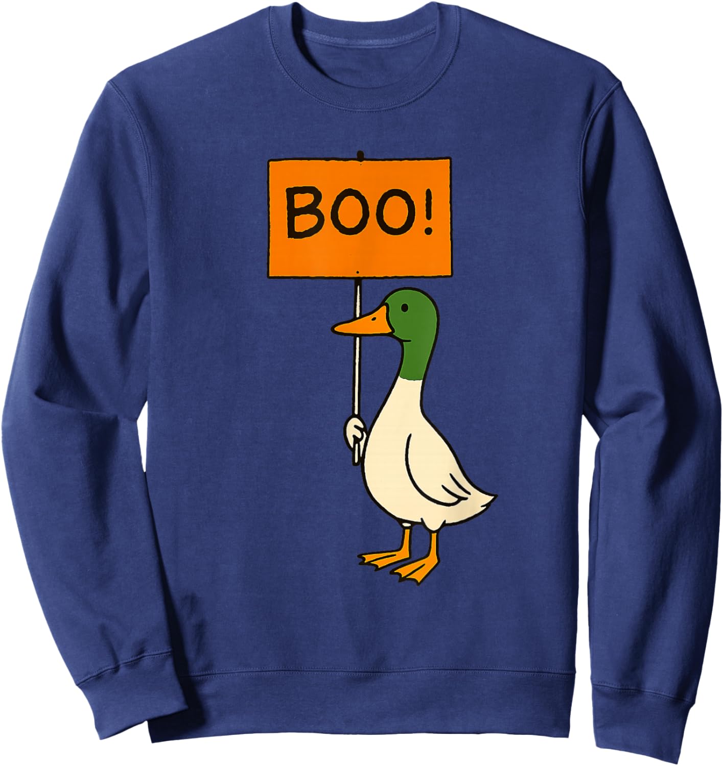 Funny Goose Halloween Boo Sign Sweatshirt - Sweatshirt | Navy