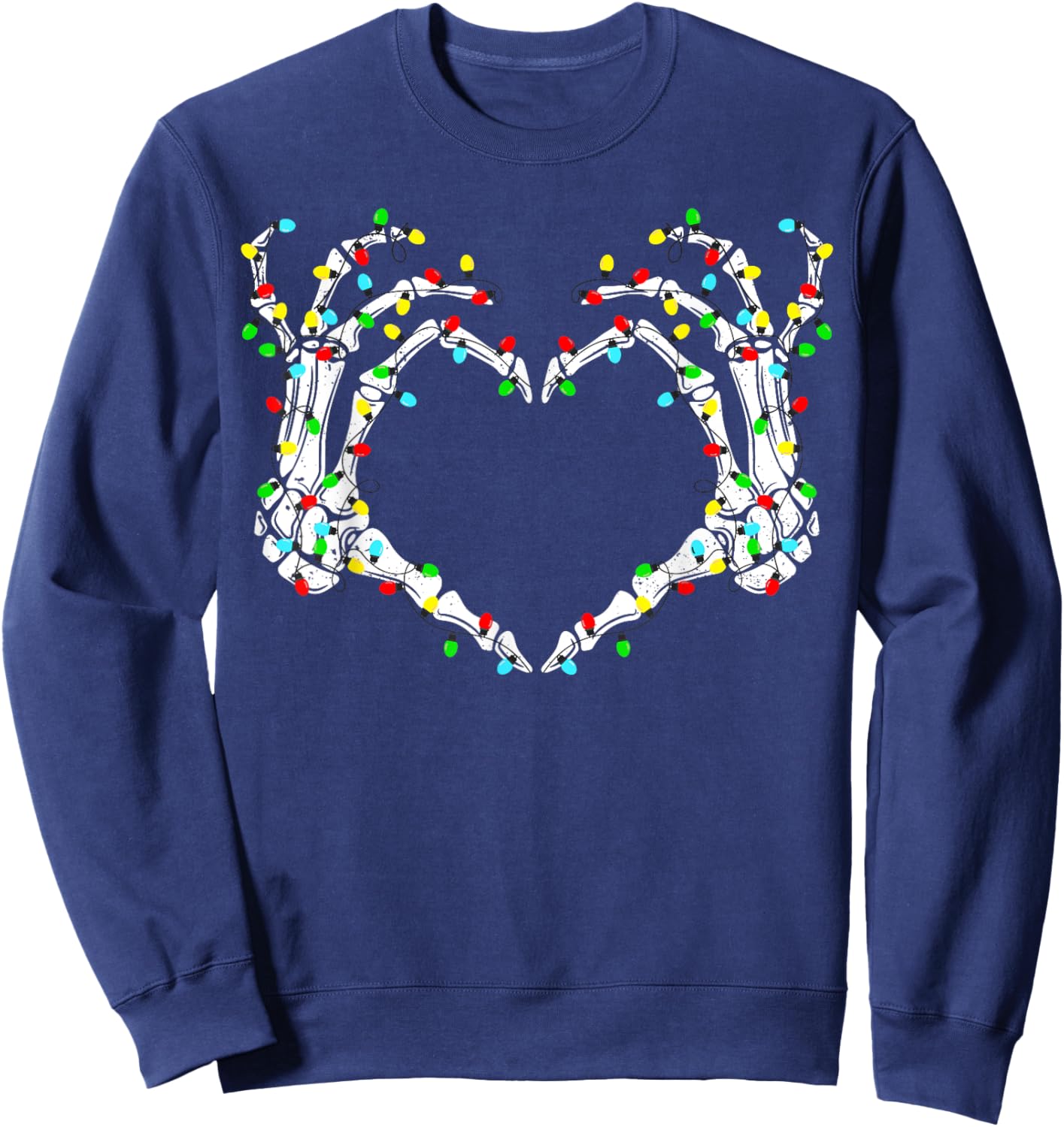 Skeleton Hands Heart Sign Light Christmas Costume Women Girl Sweatshirt - Sweatshirt | Navy