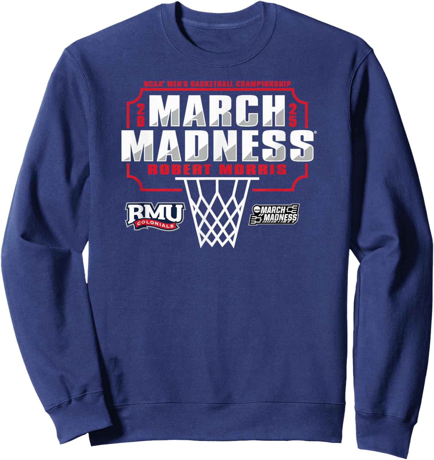 Robert Morris Colonials March Madness 2025 Men's Basketball Sweatshirt - Sweatshirt | Navy